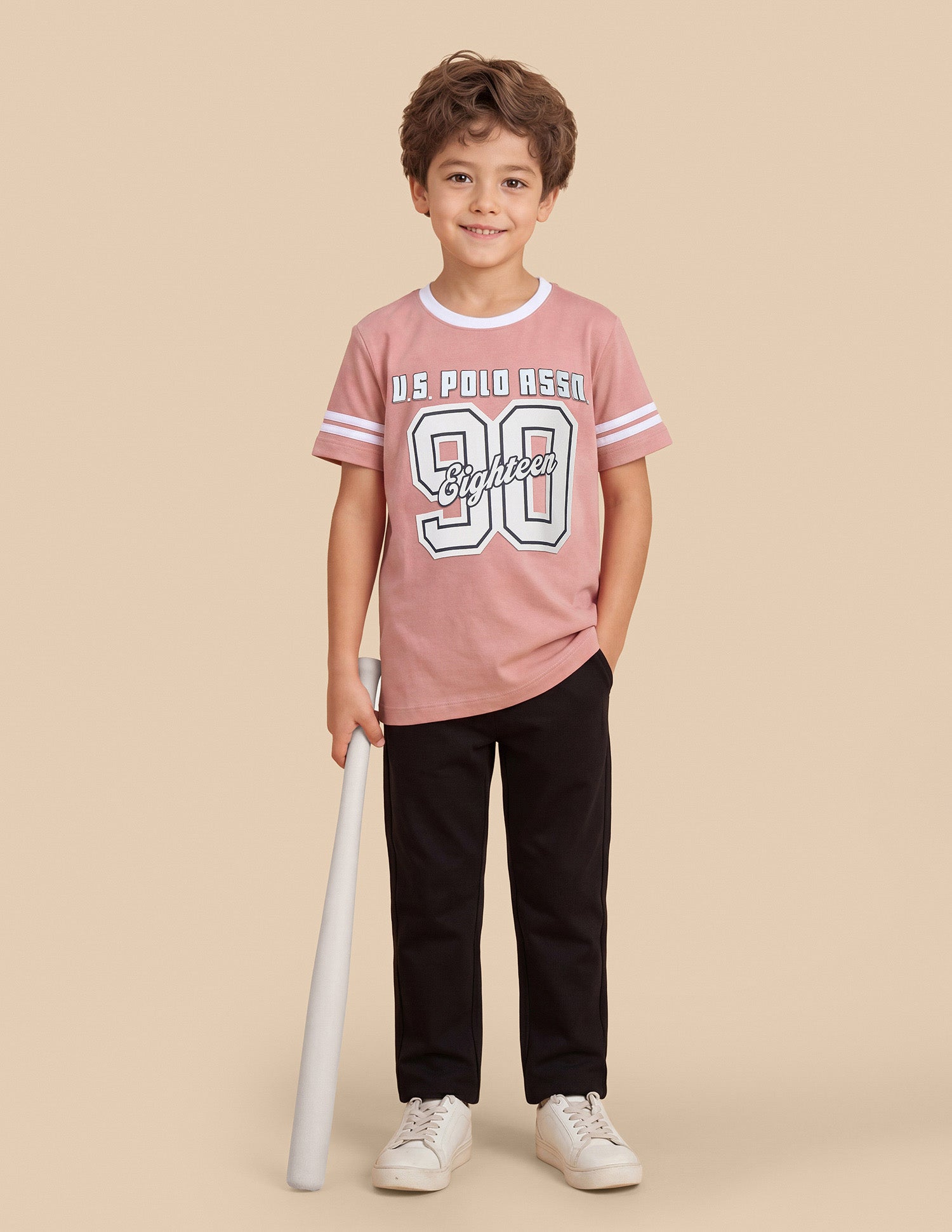 Typography Printed Regular Fit T-Shirt Peach - U.S. Polo Assn. India | Large