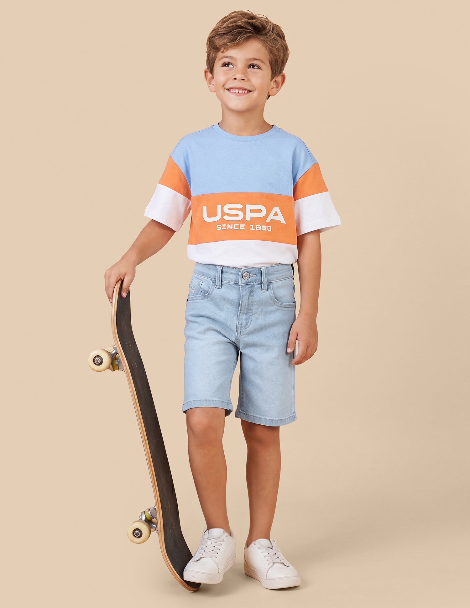 Mid Rise Regular Fit Denim Shorts Light Blue - U.S. Polo Assn. India | Large