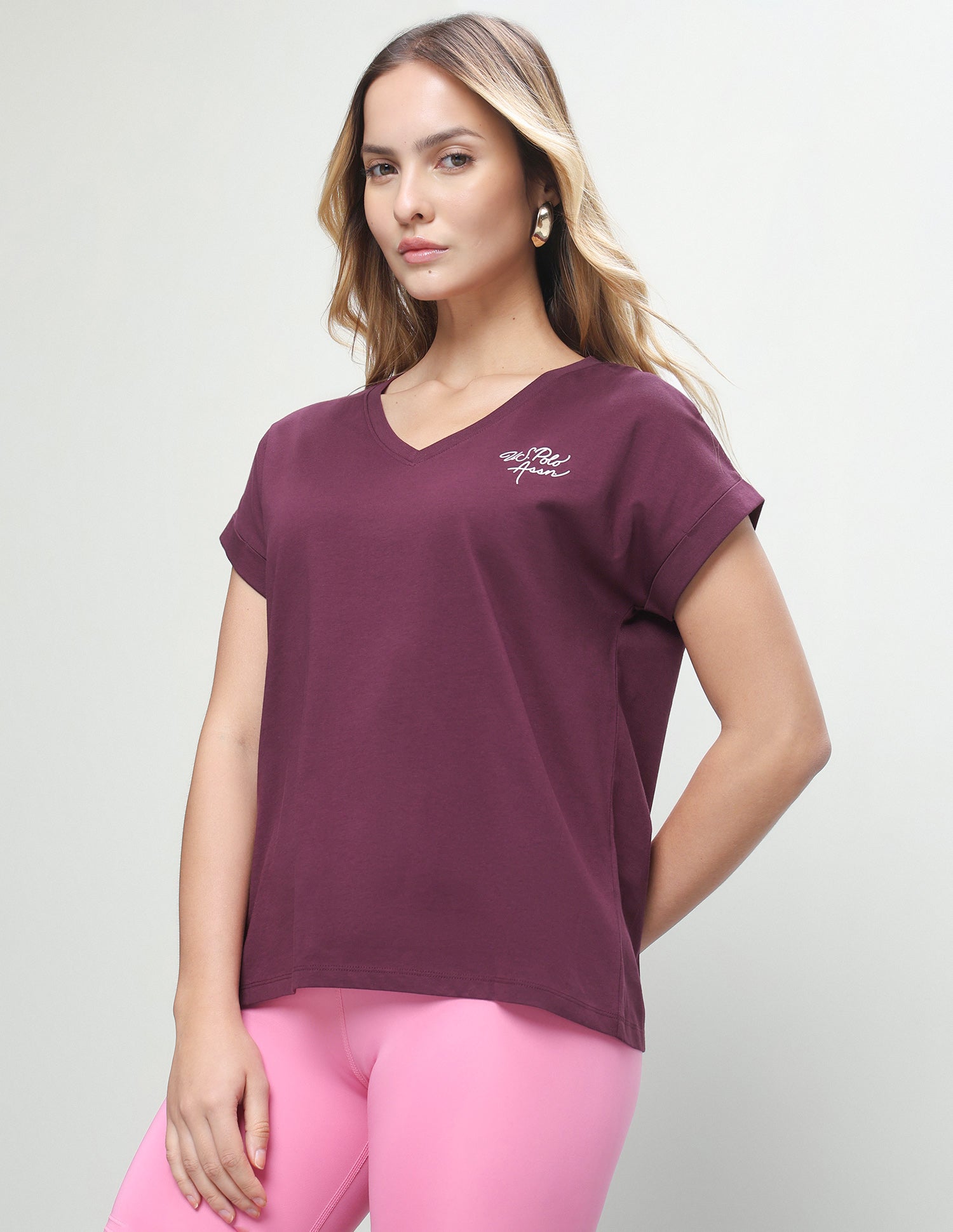 Solid Regular Fit T-Shirt Wine - U.S. Polo Assn. India | Large