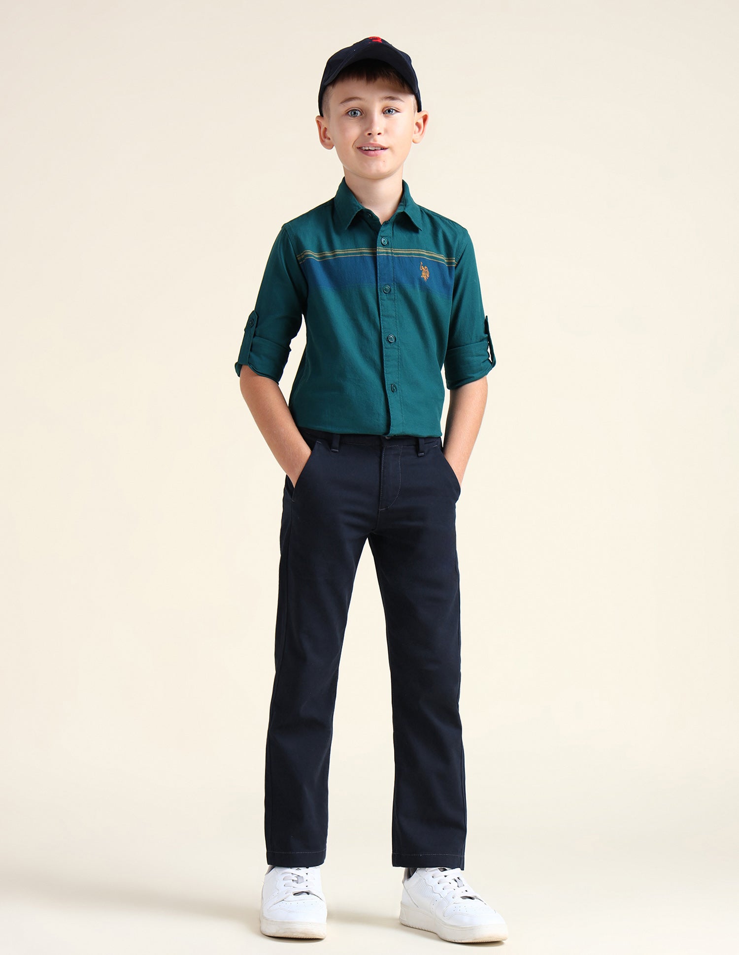 Boys Mid Rise Slim Fit Trousers