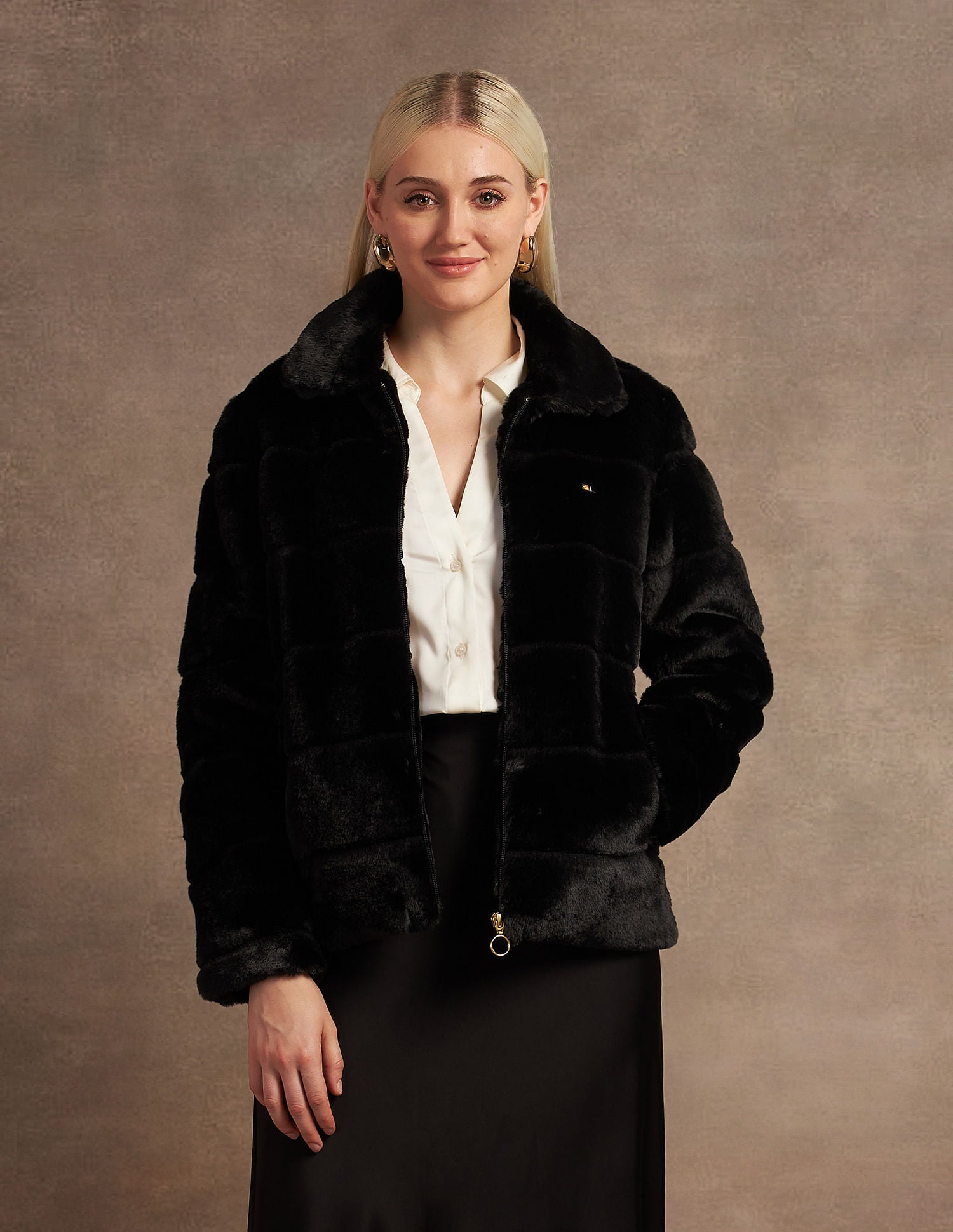 Zip Up Fur Jacket Black - U.S. POLO ASSN. | Large