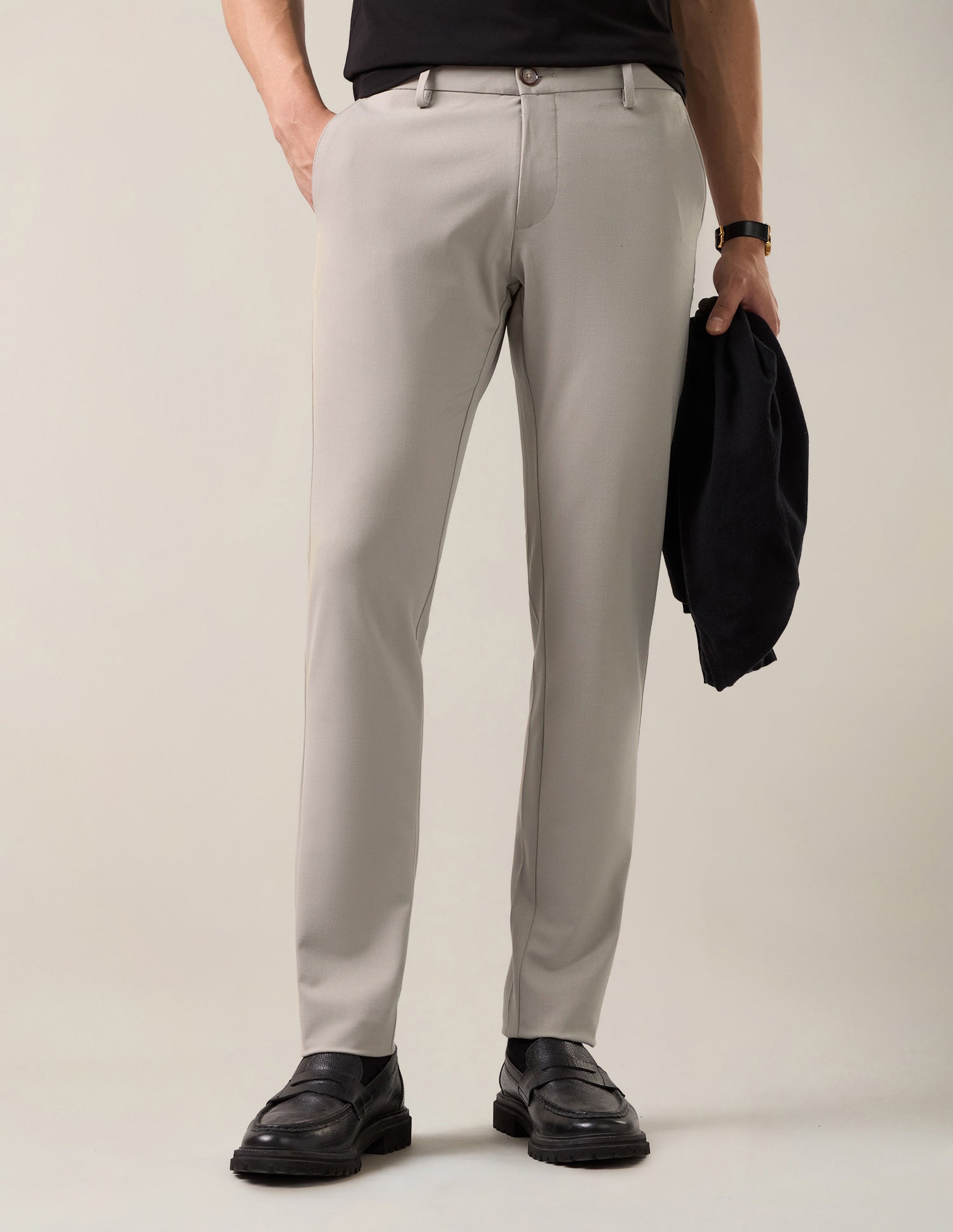 Austin Slim Fit Satin Trousers Ecru - U.S. Polo Assn. India | Large