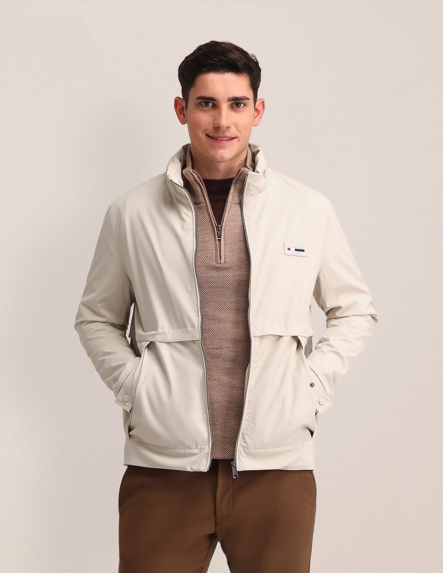 Regular Fit Solid Padded Jacket