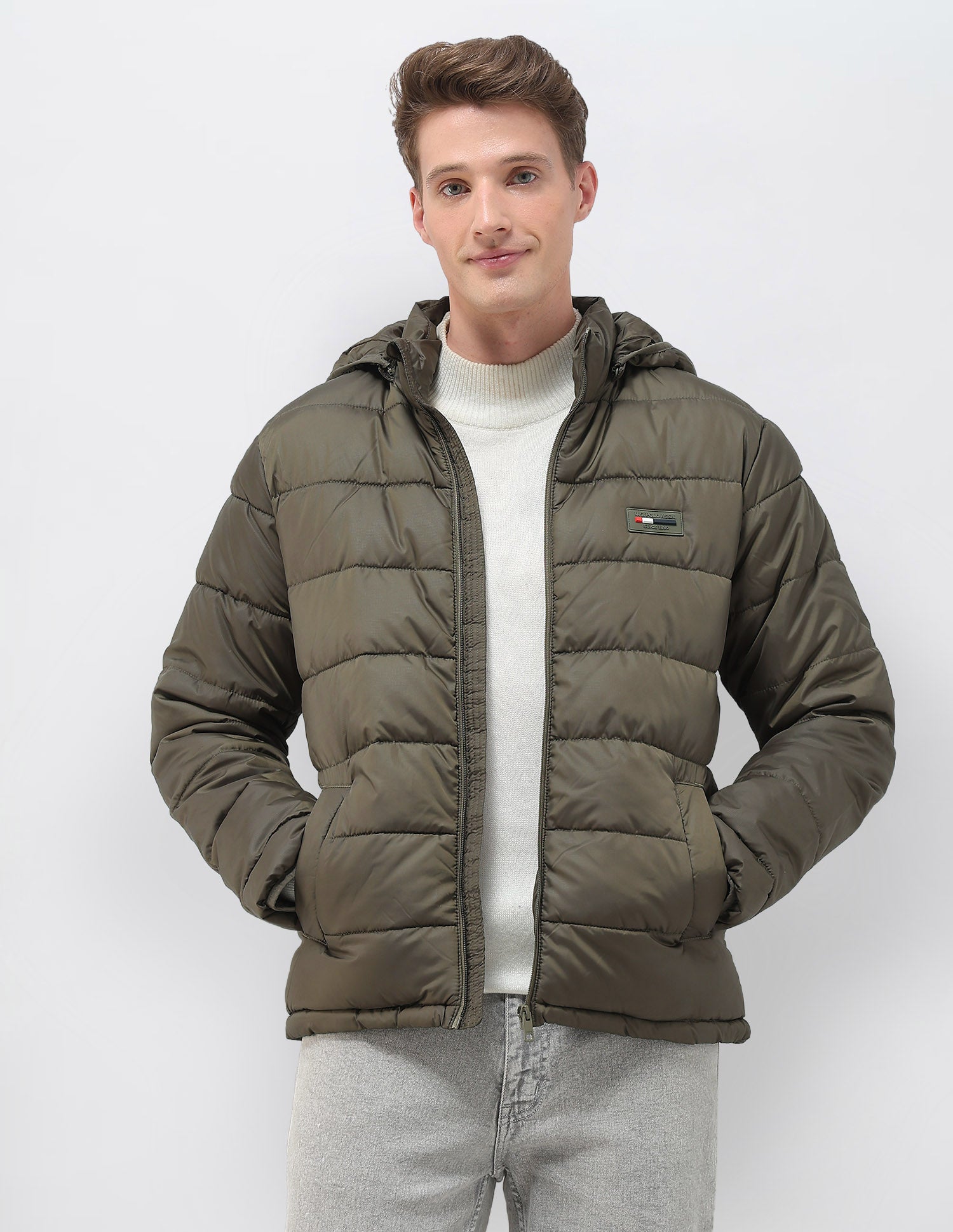 Removable Hood Solid Puffer Jacket