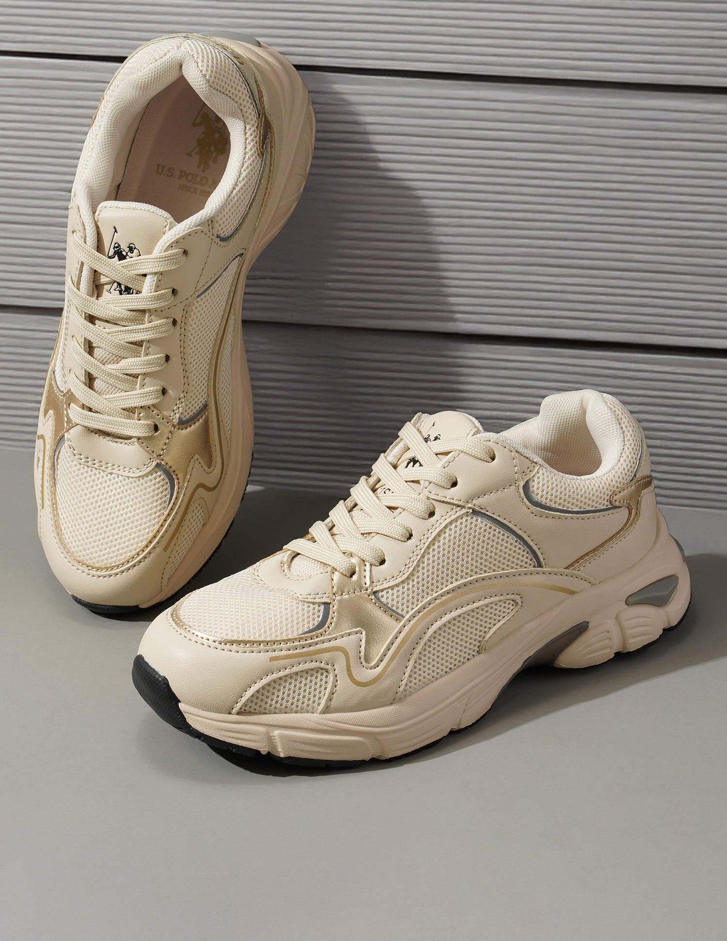 Metallic Logo Felicia Sneakers Nude - U.S. Polo Assn. India | Large