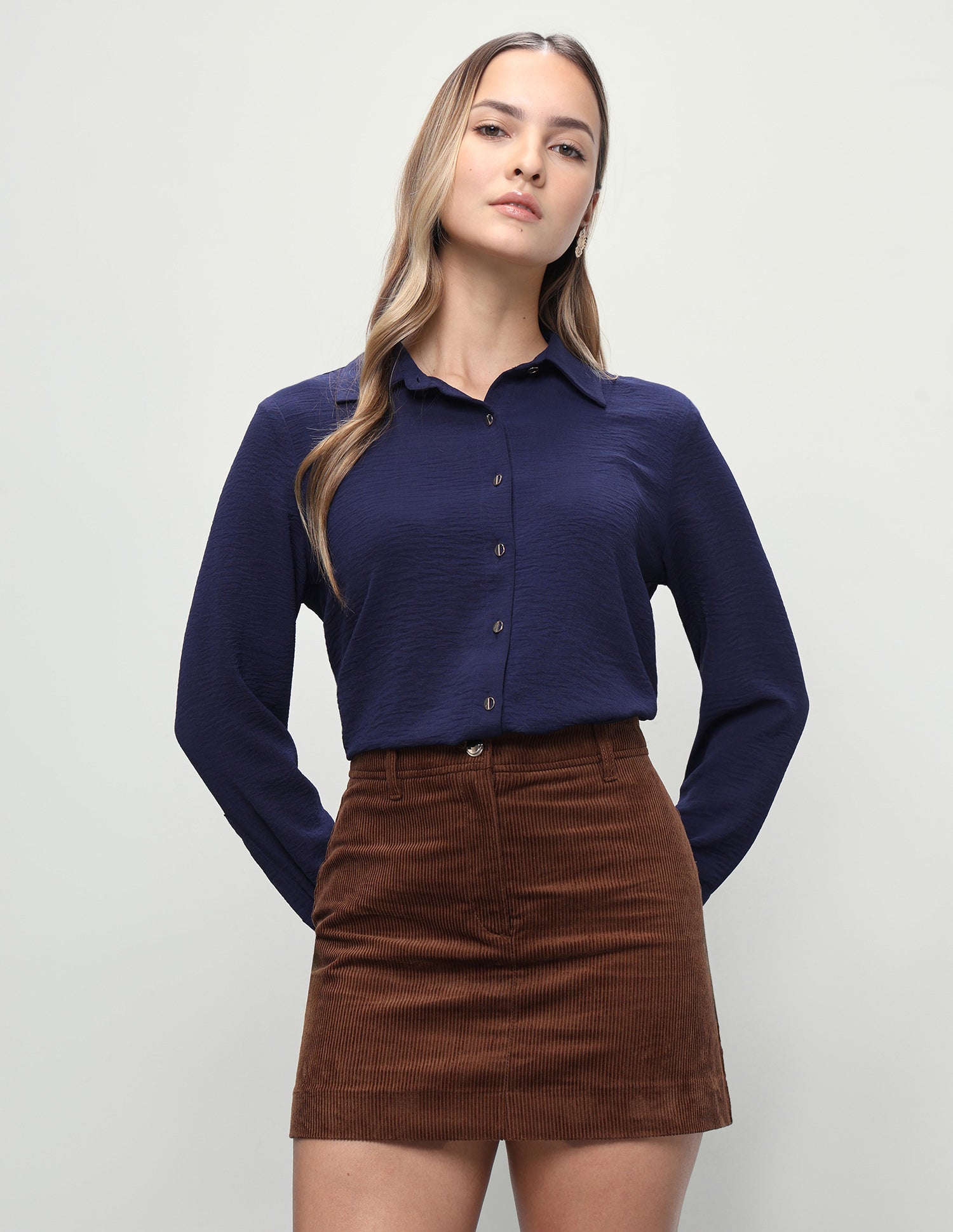 Solid Regular Fit Shirt Navy - U.S. Polo Assn. India | Large
