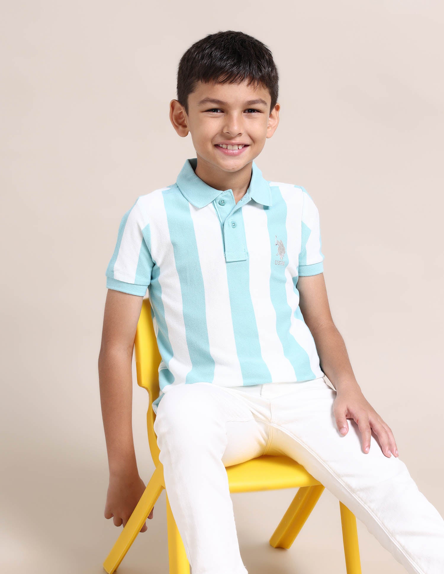 Boys Vertical Stripe Polo Shirt