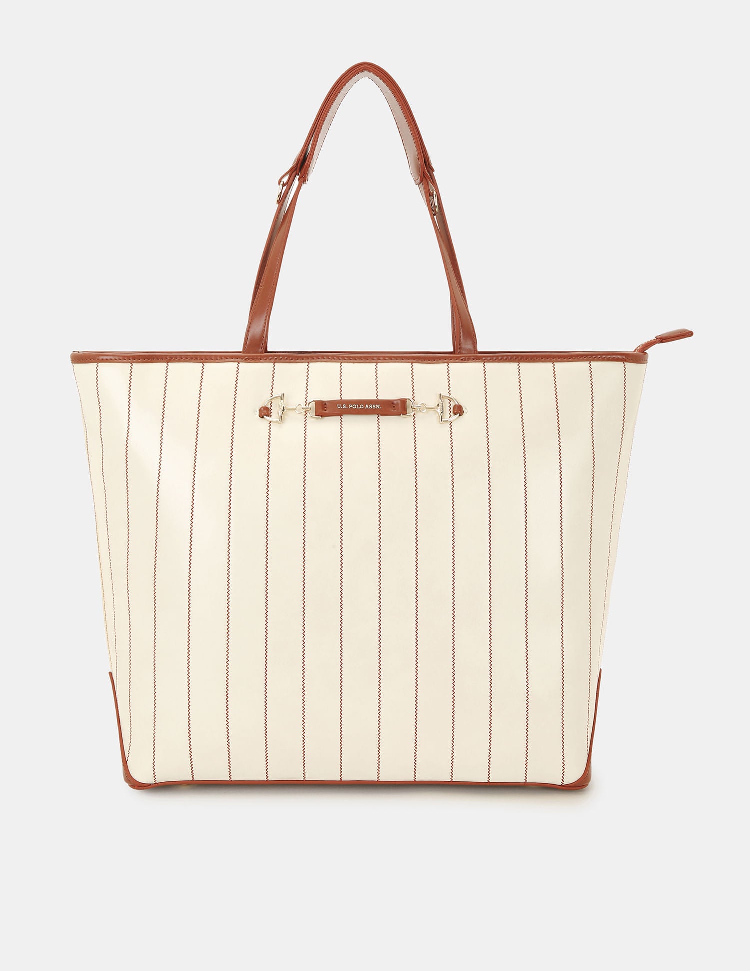 Women Bunny Striped Print Tote Bag with Shoulder Handle