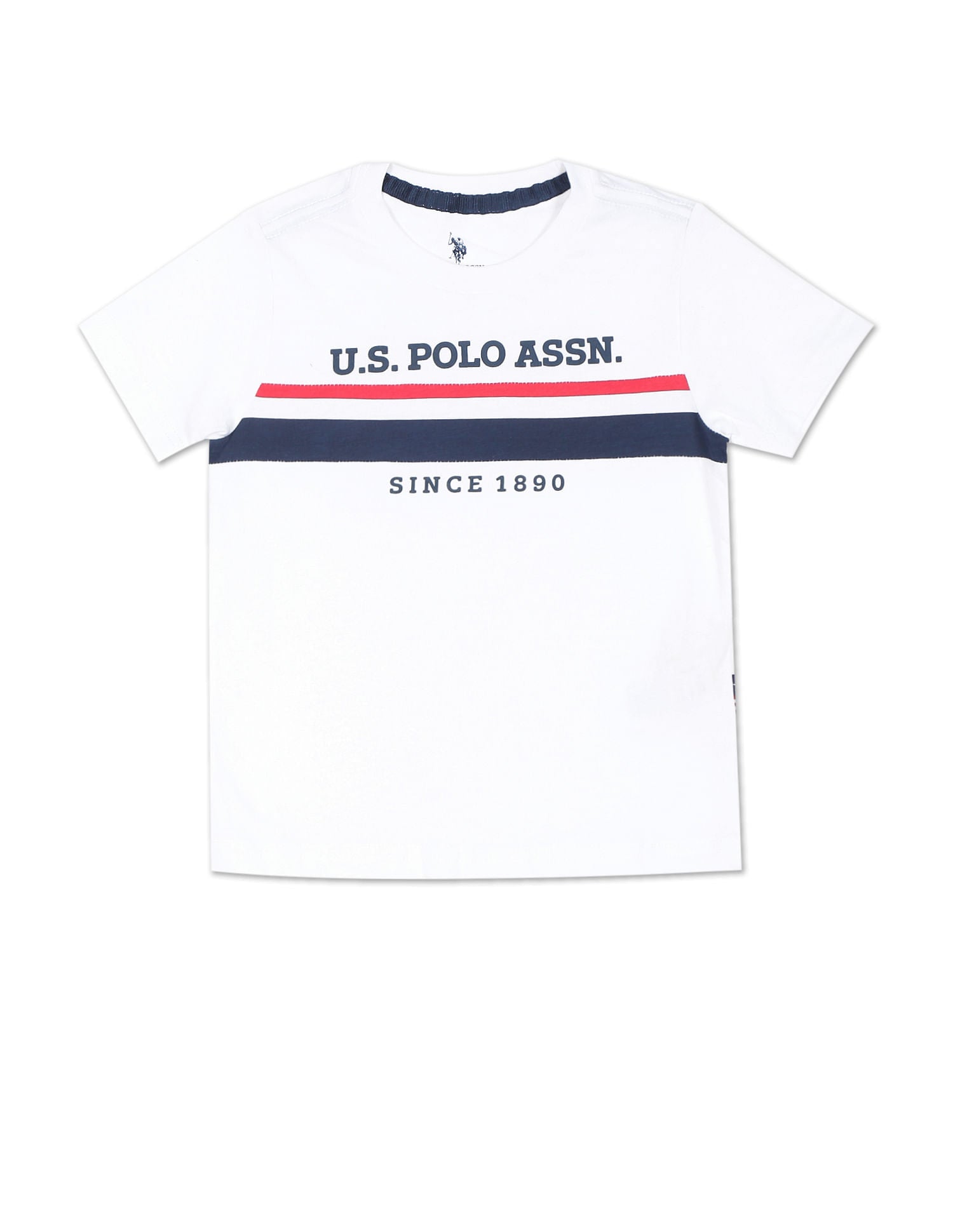 Boys White Crew Neck Brand Print T-Shirt