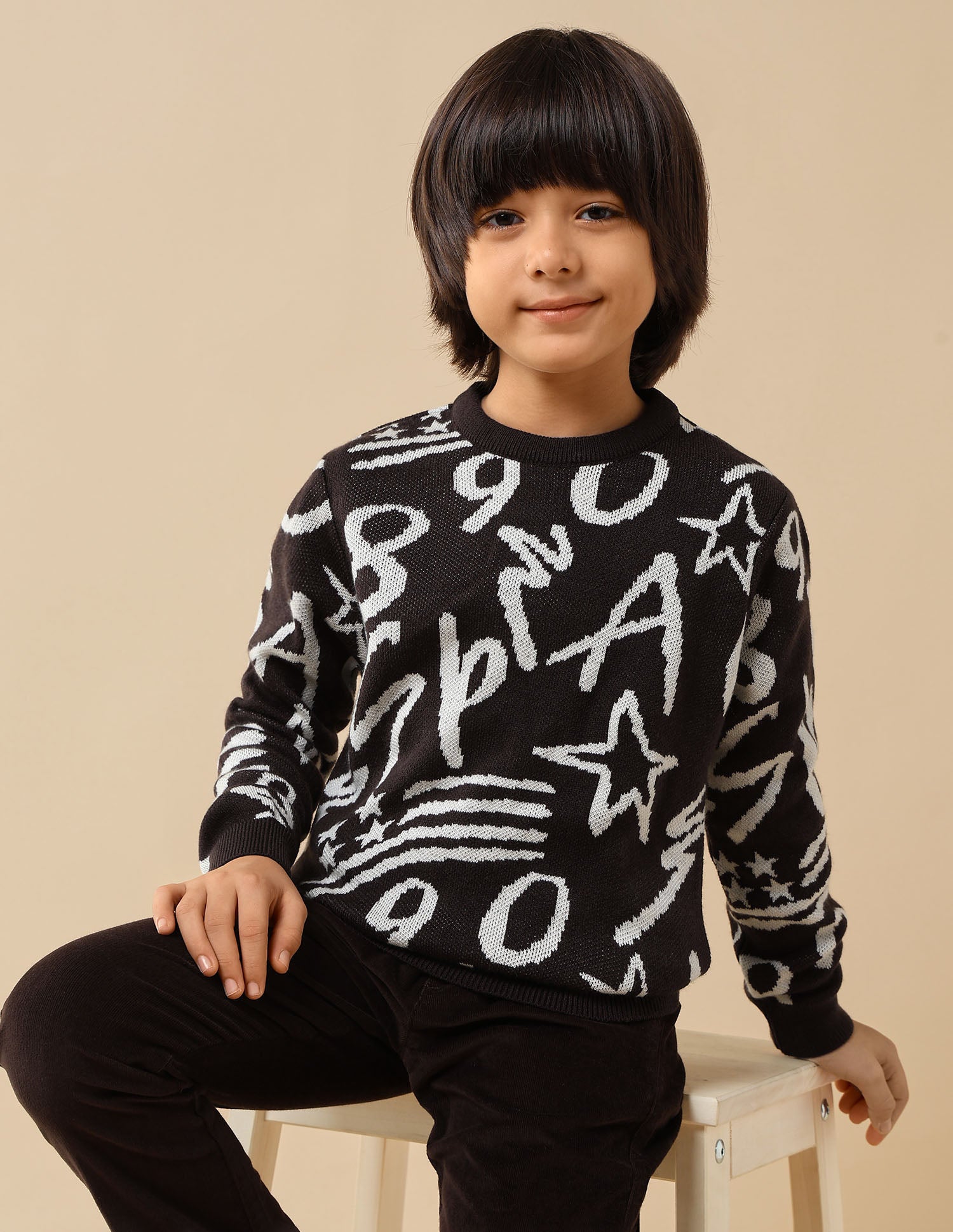 Boys Graphic Patterned Knit Sweater