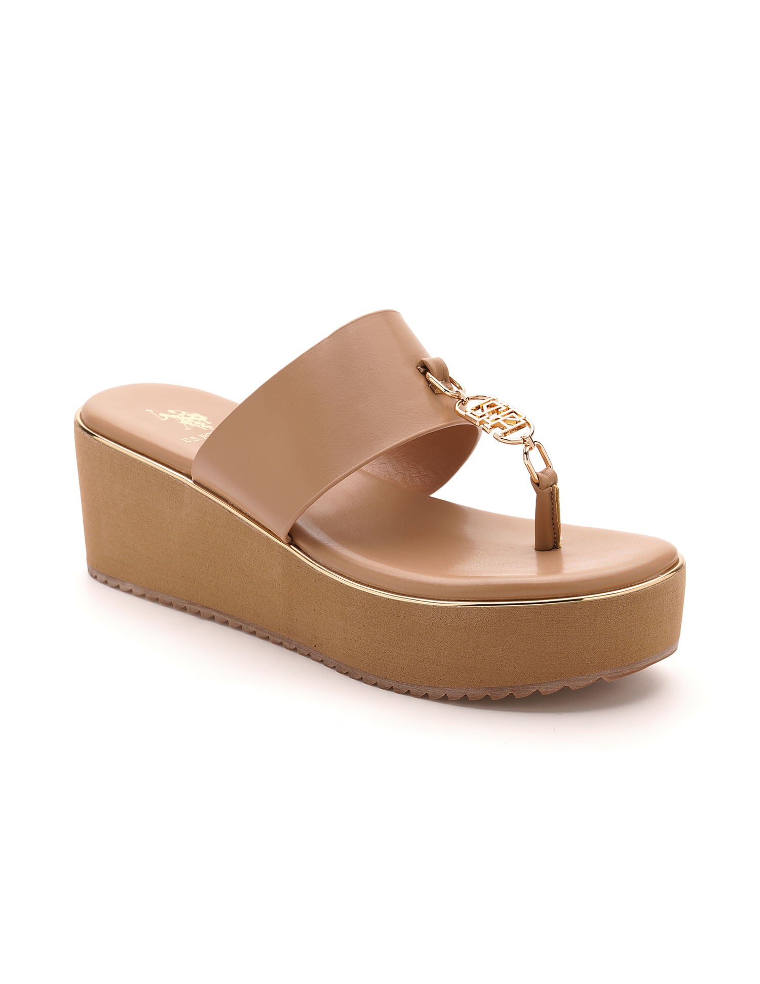 Toe Separator Alessia Wedge Sandals Beige - U.S. Polo Assn. India | Large
