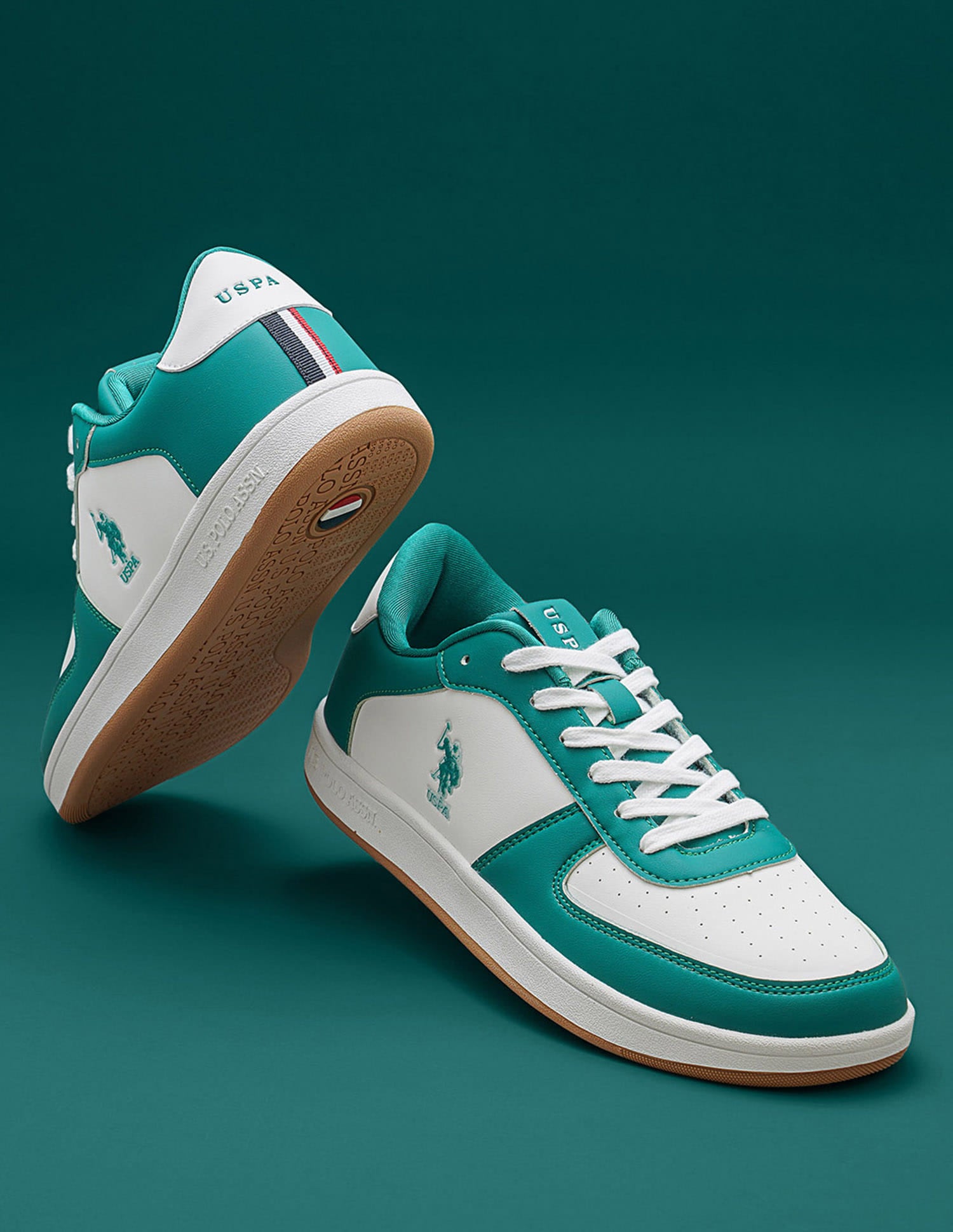 Men Rein Green Retro Court Sneakers Green - U.S. Polo Assn. India | Large