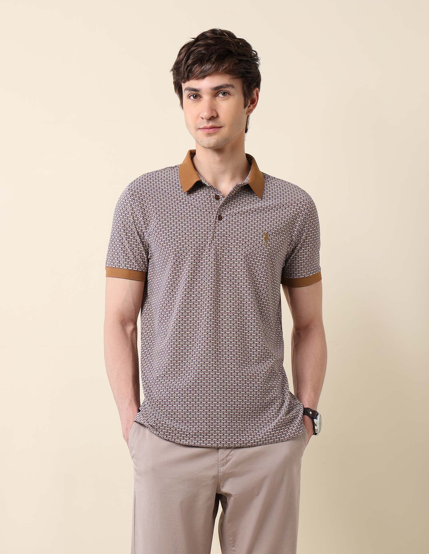 Geometric Printed Classic Polo Shirt Brown - U.S. Polo Assn. India | Large