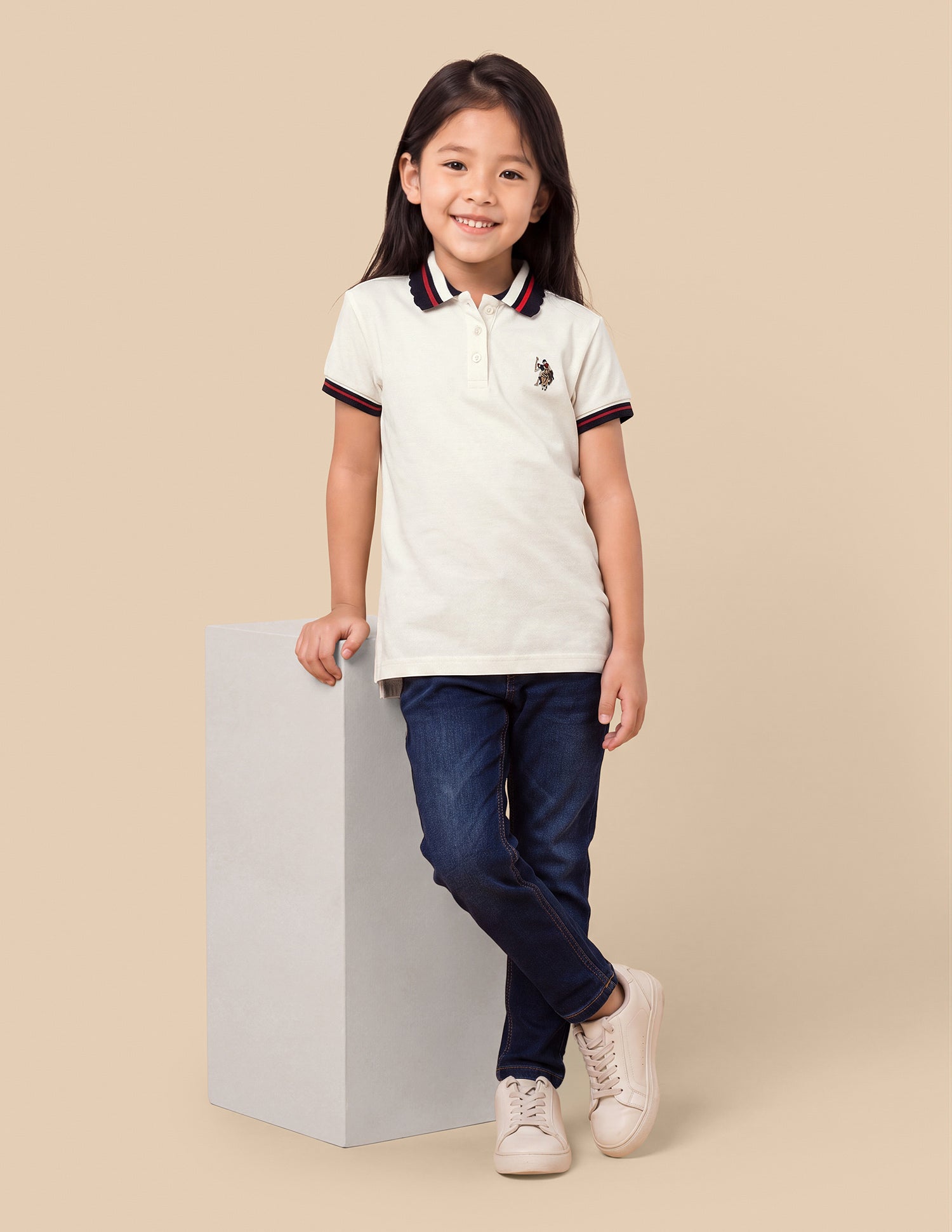 Solid Relaxed Fit Polo Shirt Snow White - U.S. Polo Assn. India | Large