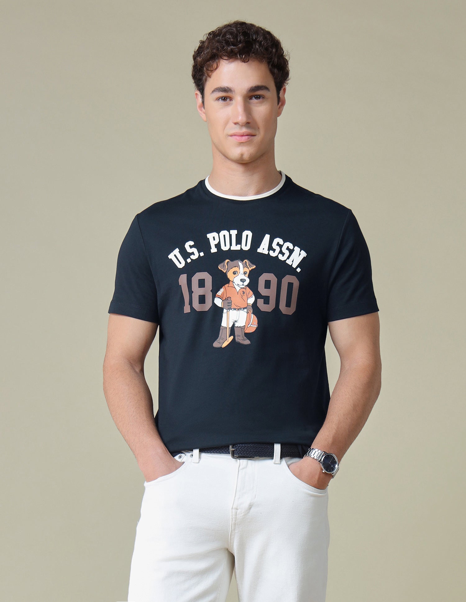 Graphic Brand Printed Slim Fit T-Shirt Navy - U.S. Polo Assn. India | Large