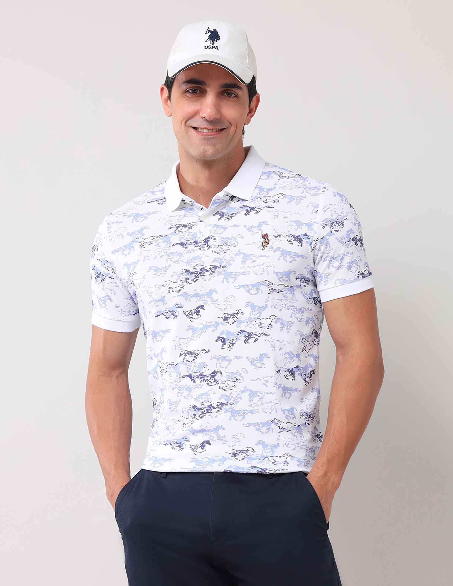 Abstract Printed Pure Cotton Polo Shirt