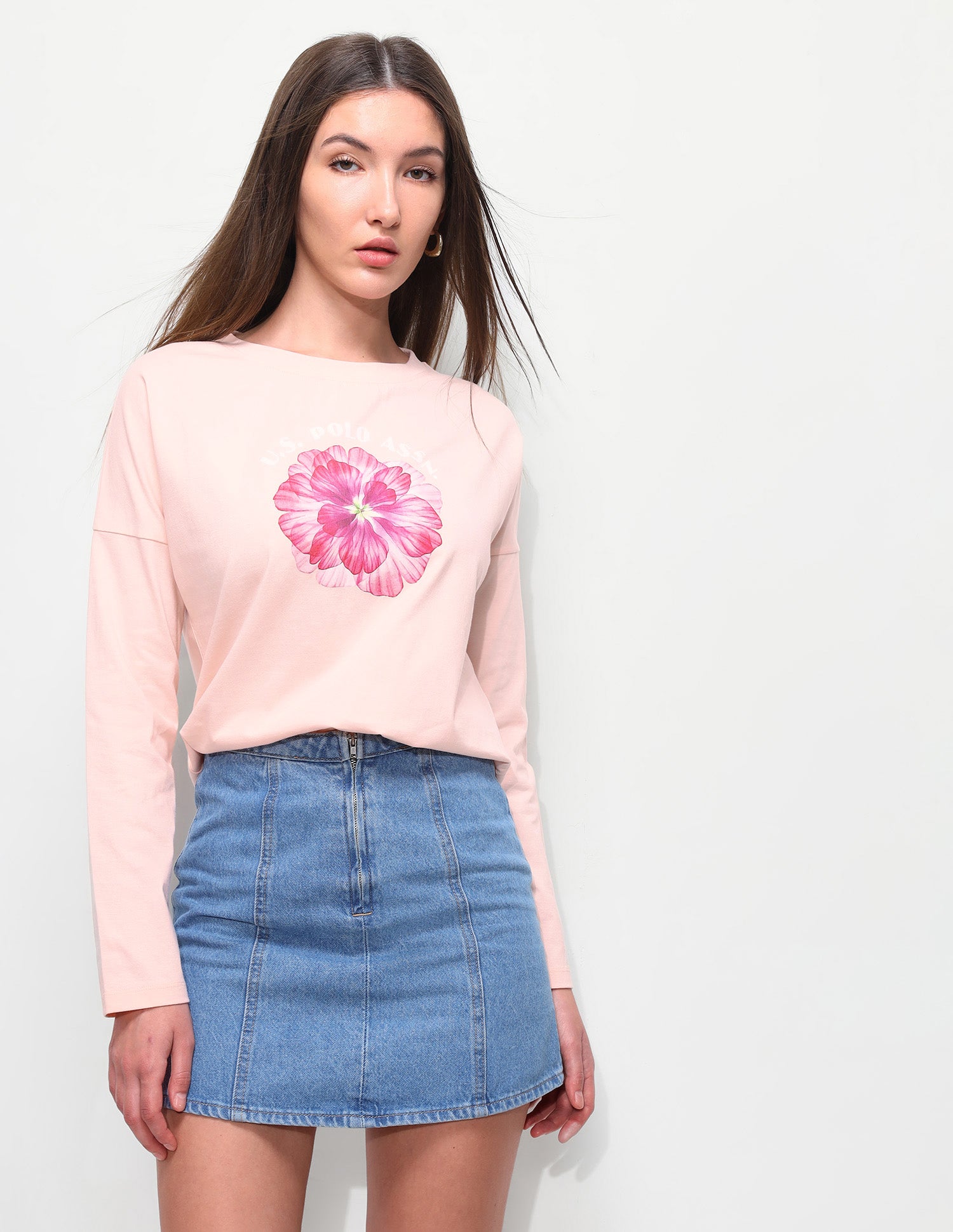 Brand Printed Relaxed Fit T-Shirt Light Pink - U.S. Polo Assn. India | Large
