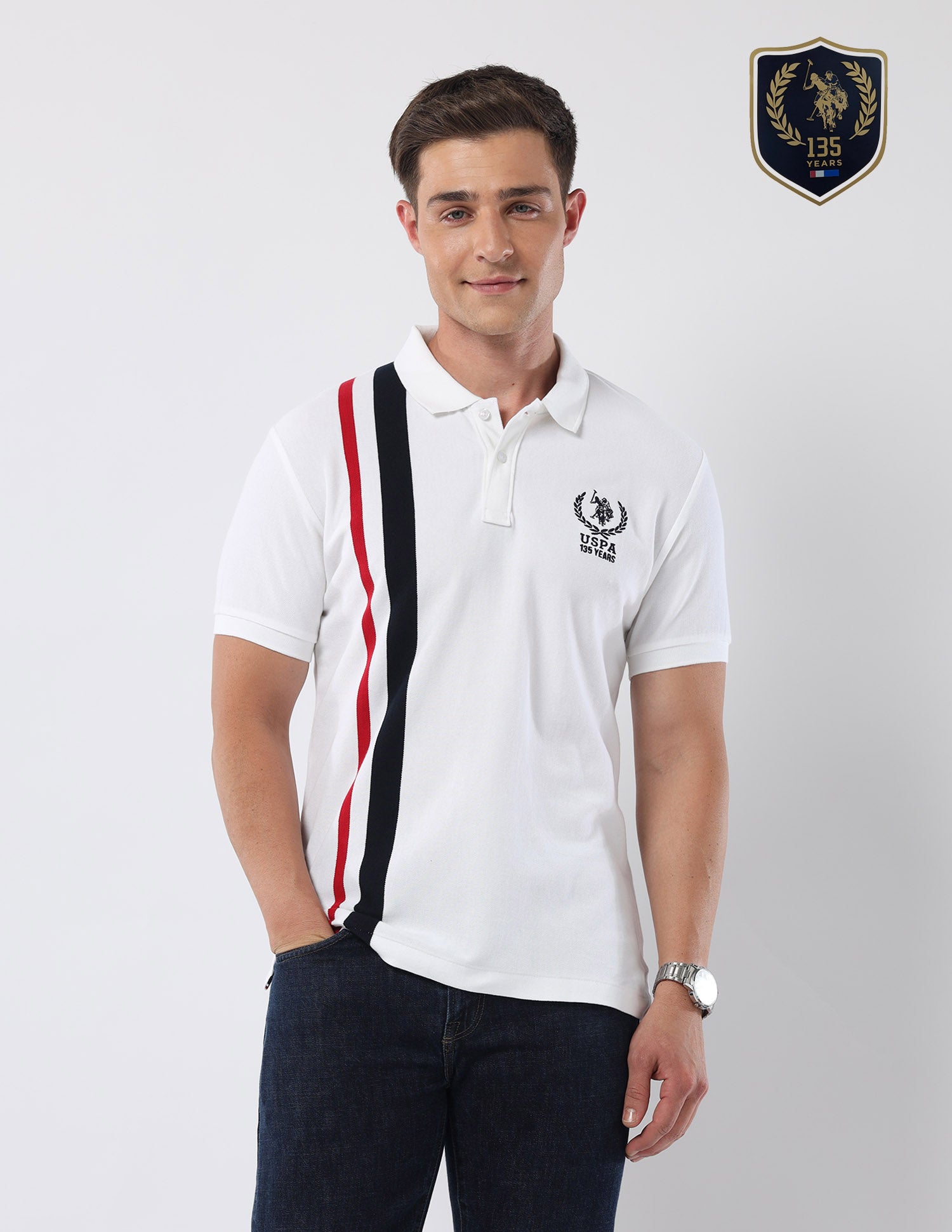 Vertical Striped 135 Anniversary Polo Shirt