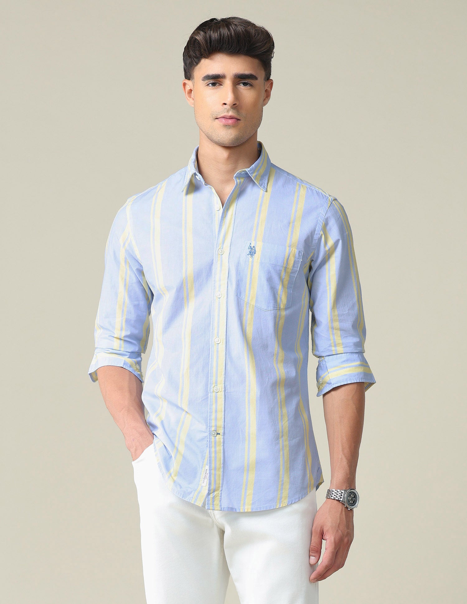 Vertical Stripe Cotton Shirt
