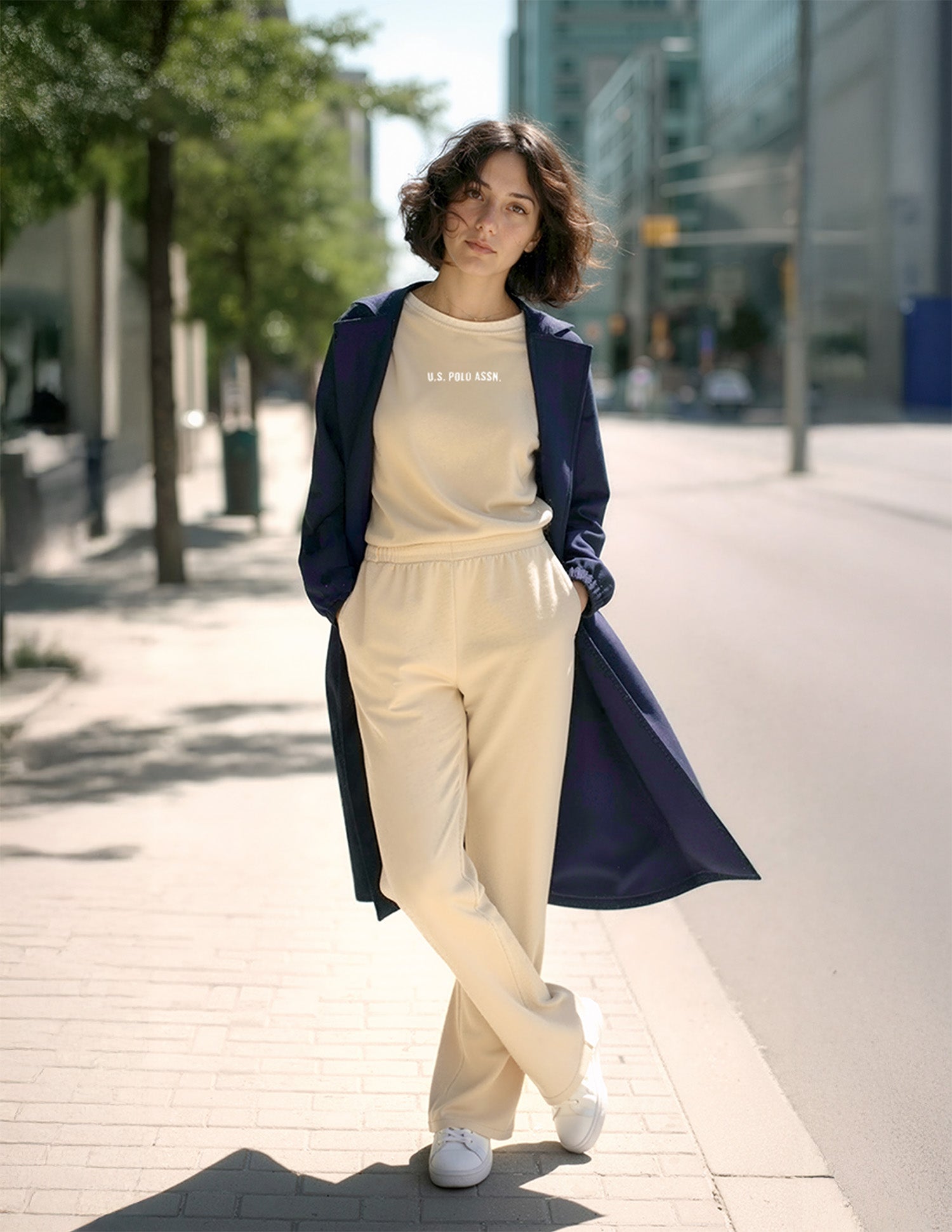 Wide Leg Fit Solid Trousers