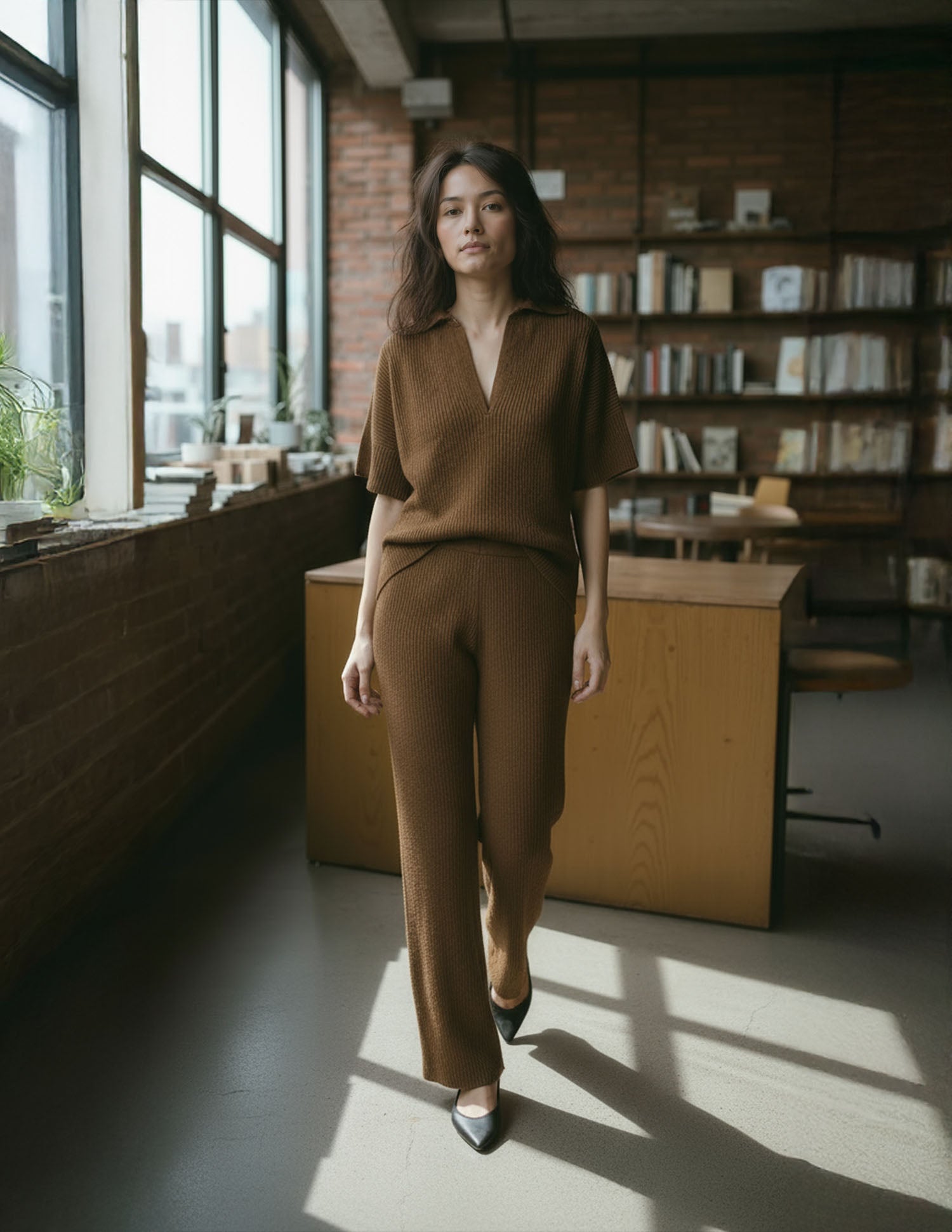 Ribbed Wide Leg Fit Lounge Trousers