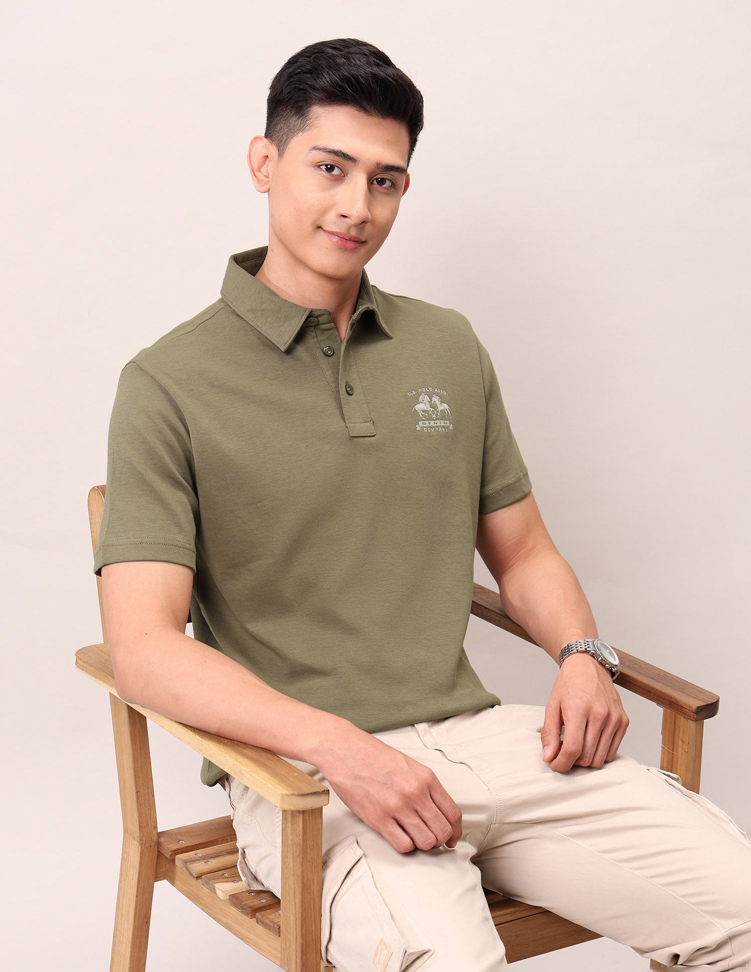 Muscle Fit Outdoor Polo Shirt Tan - U.S. Polo Assn. India | Large