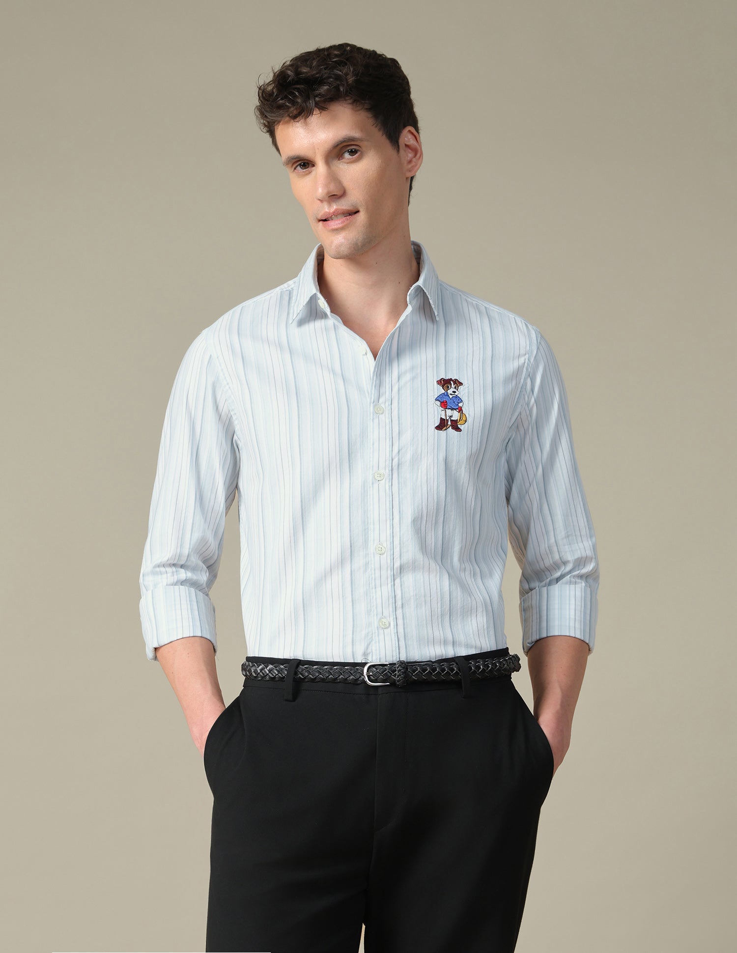 Vertical Striped Twill Shirt Teal - U.S. Polo Assn. India | Large