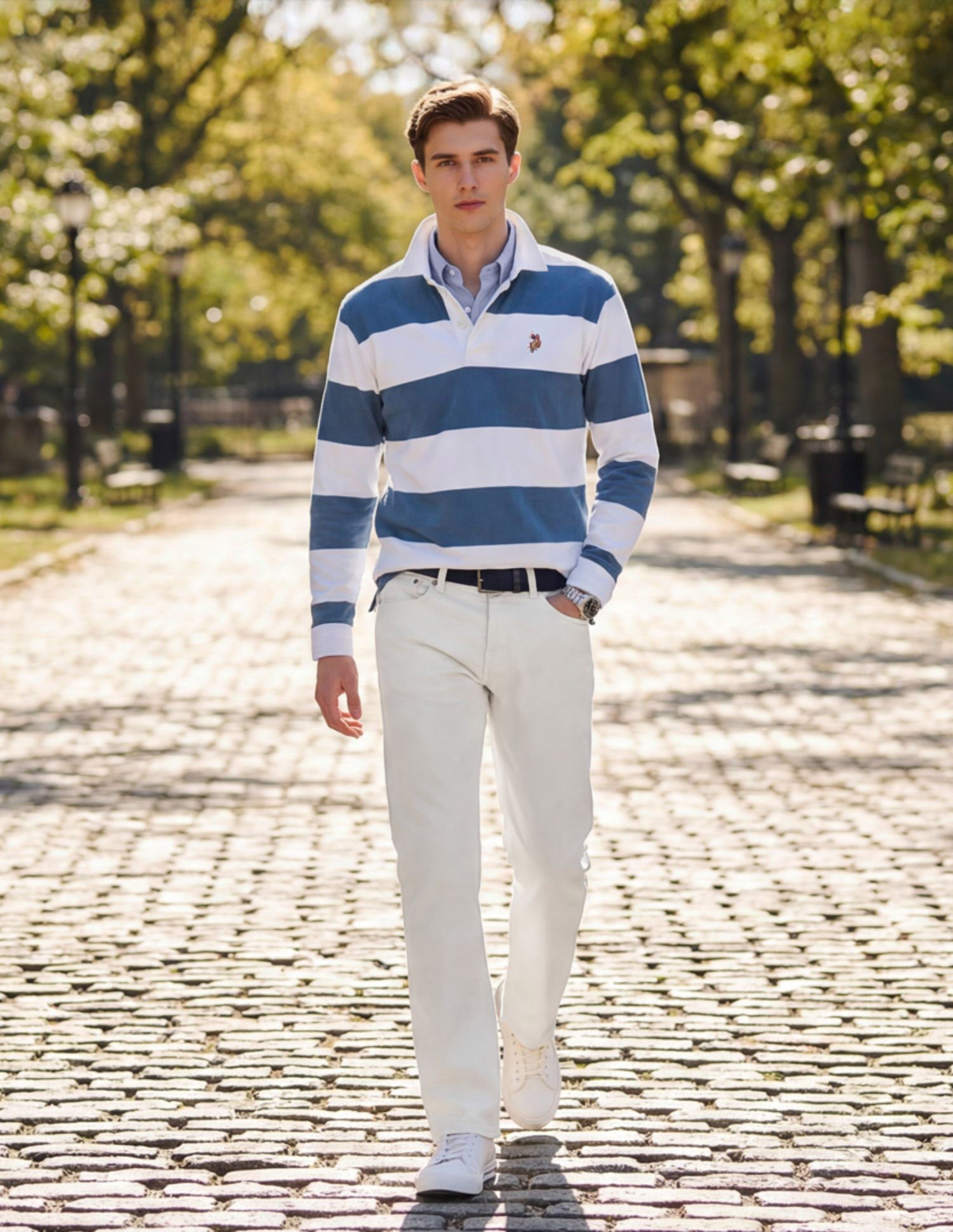 Horizontal Striped Slim Fit Polo Shirt