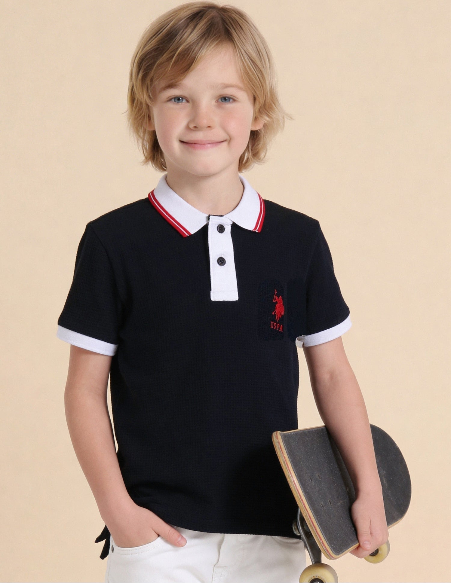 Textured Regular Fit Polo Shirt Navy - U.S. Polo Assn. India | Large
