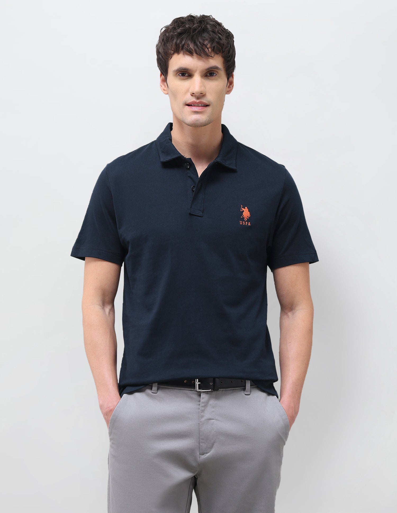 Solid Slim Fit Polo Shirt Navy - U.S. Polo Assn. India | Large