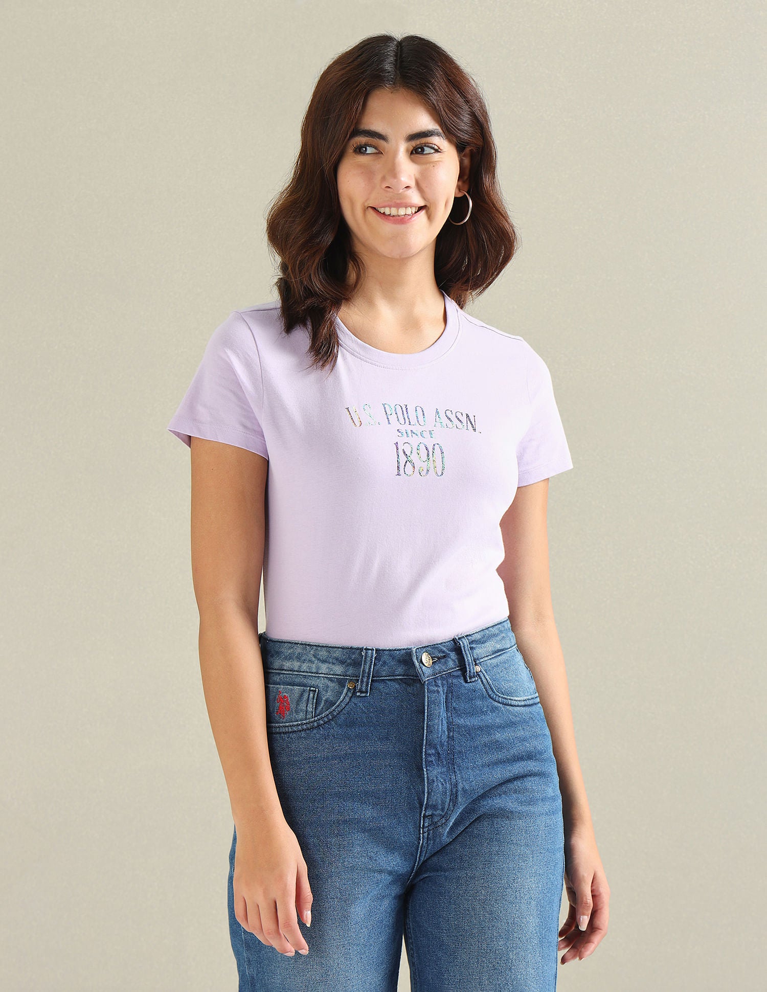 Metallic Logo Pure Cotton T-Shirt