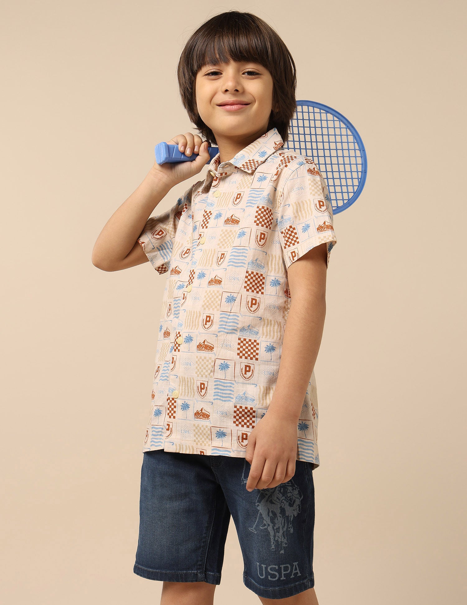 Boys All Over Printed Regular Fit Shirt