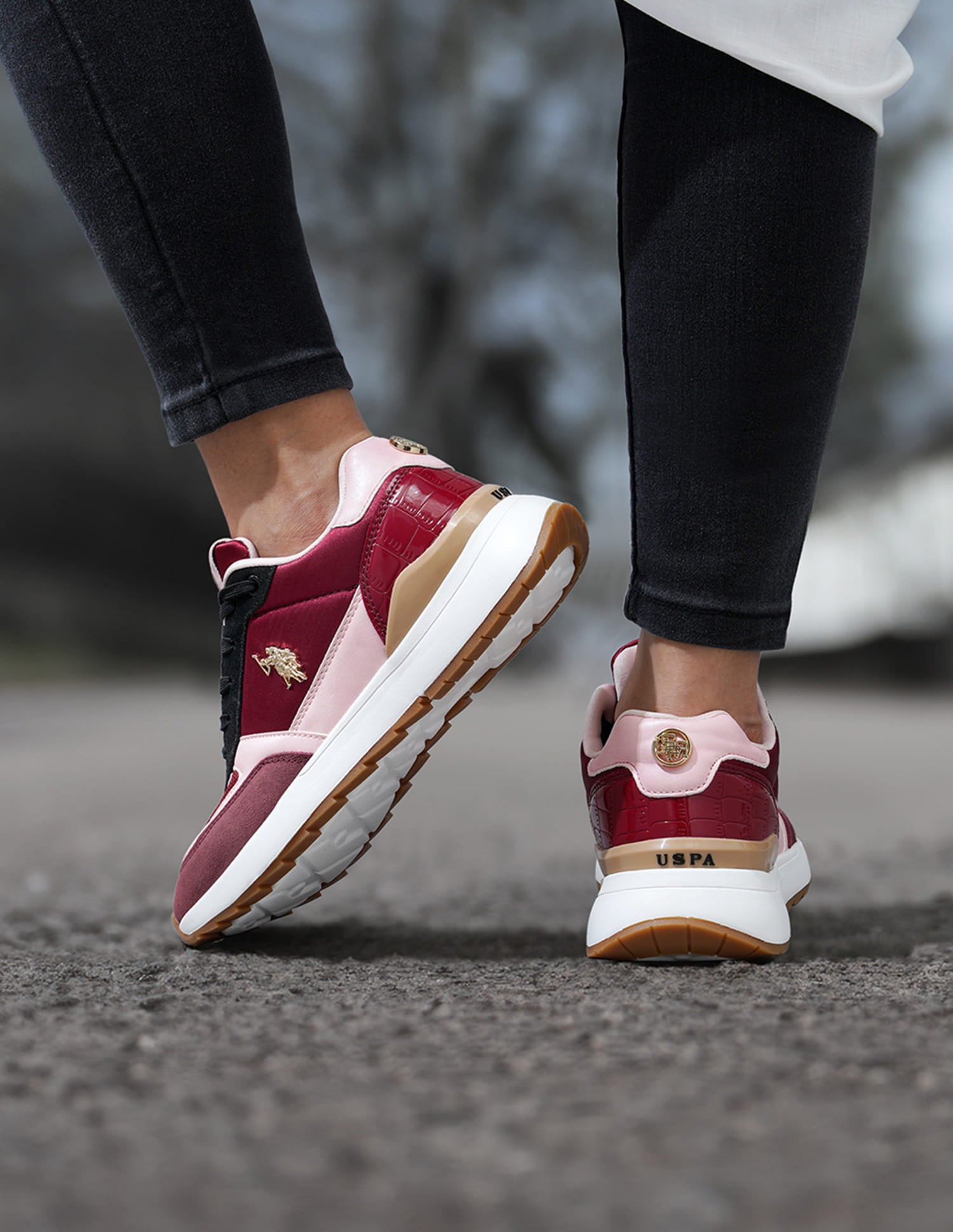 Women Colour Block Carrie Sneakers Maroon - U.S. Polo Assn. India | Large
