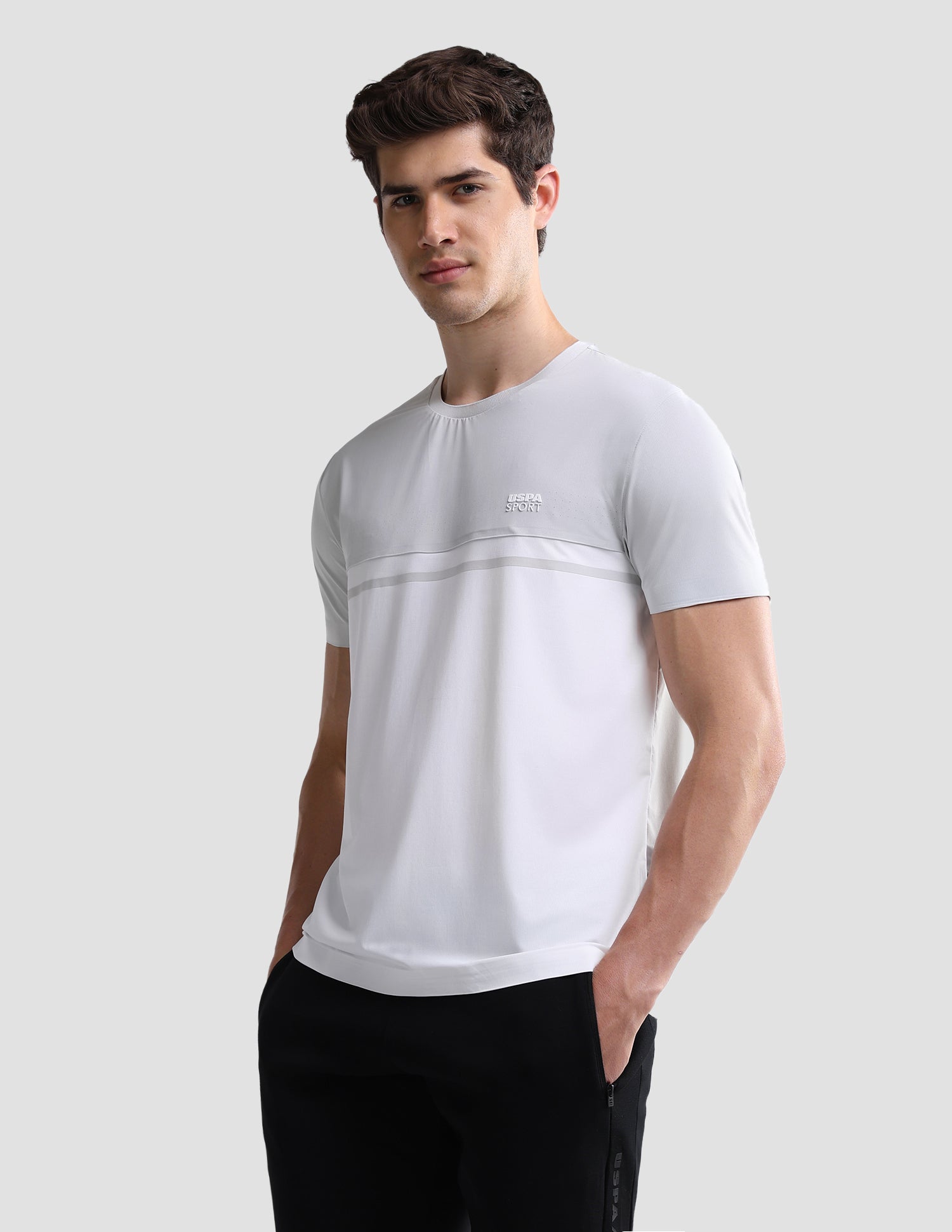 Colourblocked Slim Fit Active T-Shirt Grey - U.S. Polo Assn. India | Large
