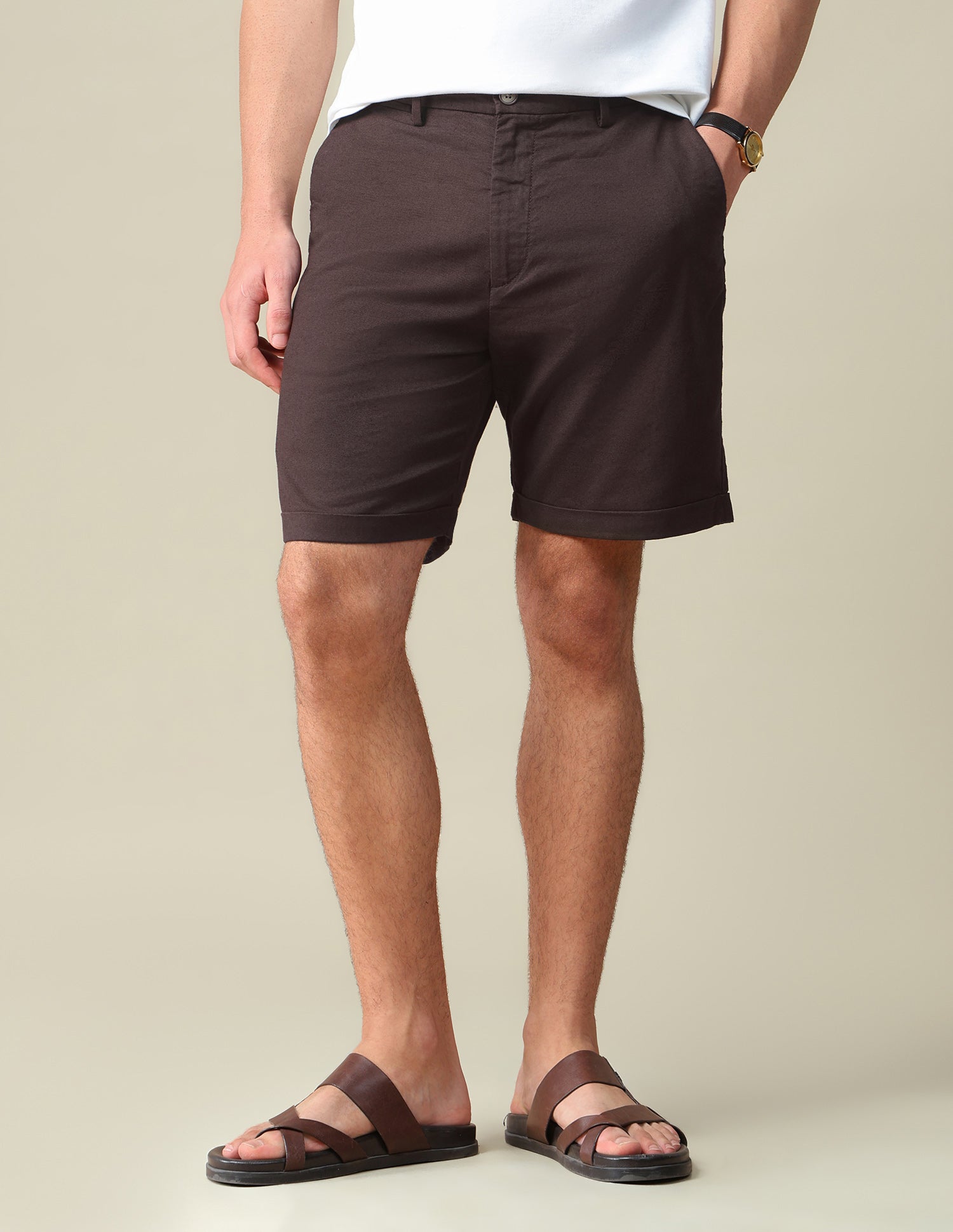 Mid Rise Slim Fit Shorts Dark Brown - U.S. Polo Assn. India | Large
