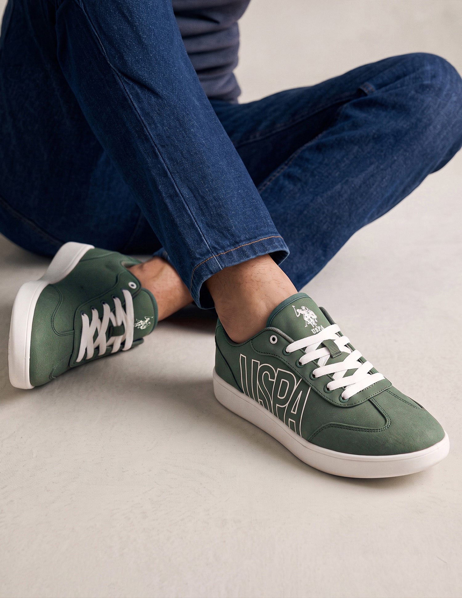 Men Brand Printed Hover Sneakers Green - U.S. Polo Assn. India | Large