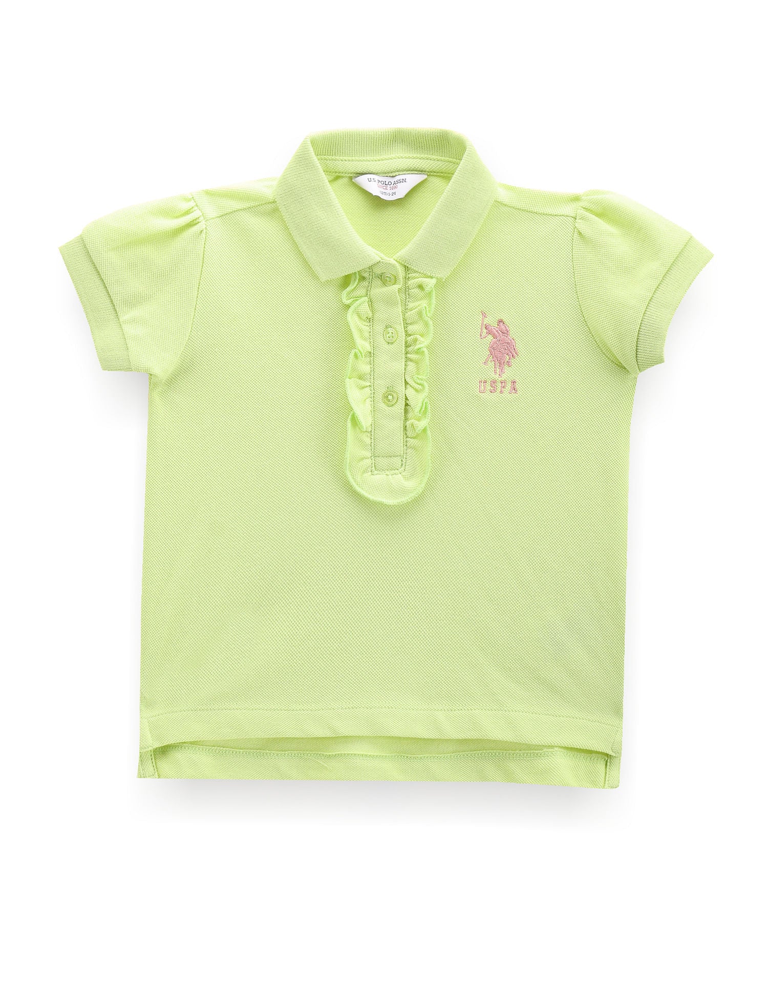 Girls Solid Cotton Polo Shirt