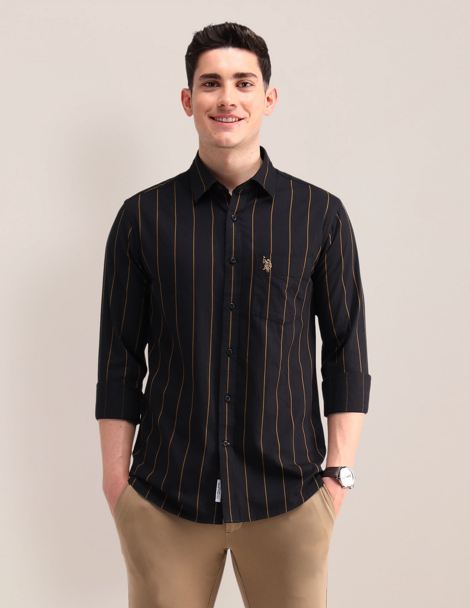 Tailored Fit Twill Striped Shirt