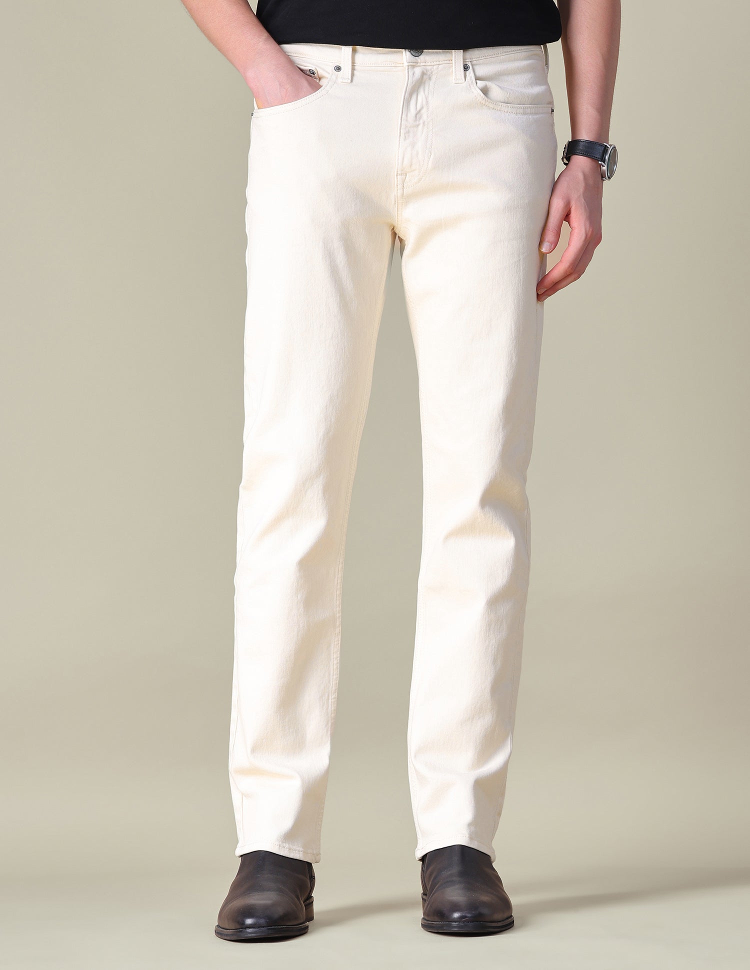 Harold Slim Straight Fit Beige Jeans