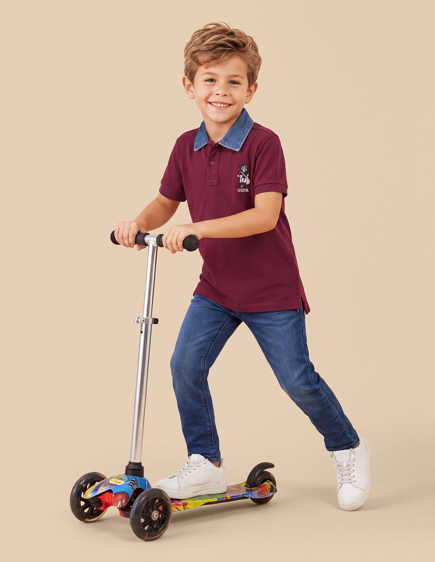 Solid Regular Fit Polo Shirt Maroon - U.S. Polo Assn. India | Large