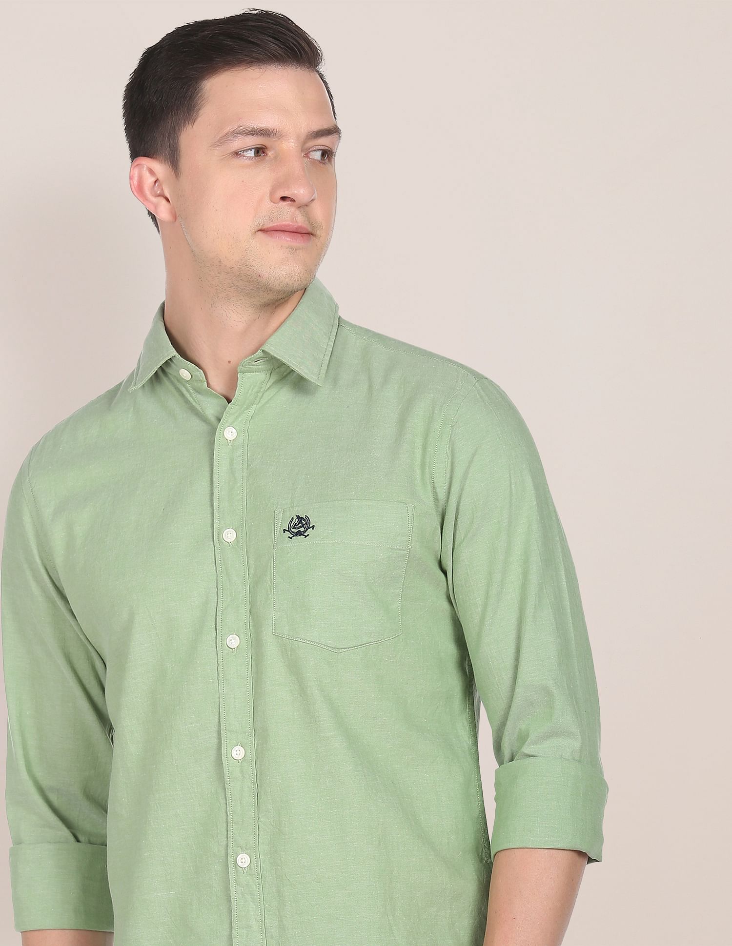 Tailored Regular Fit Solid Casual Shirt Green - U.S. POLO ASSN. | Large