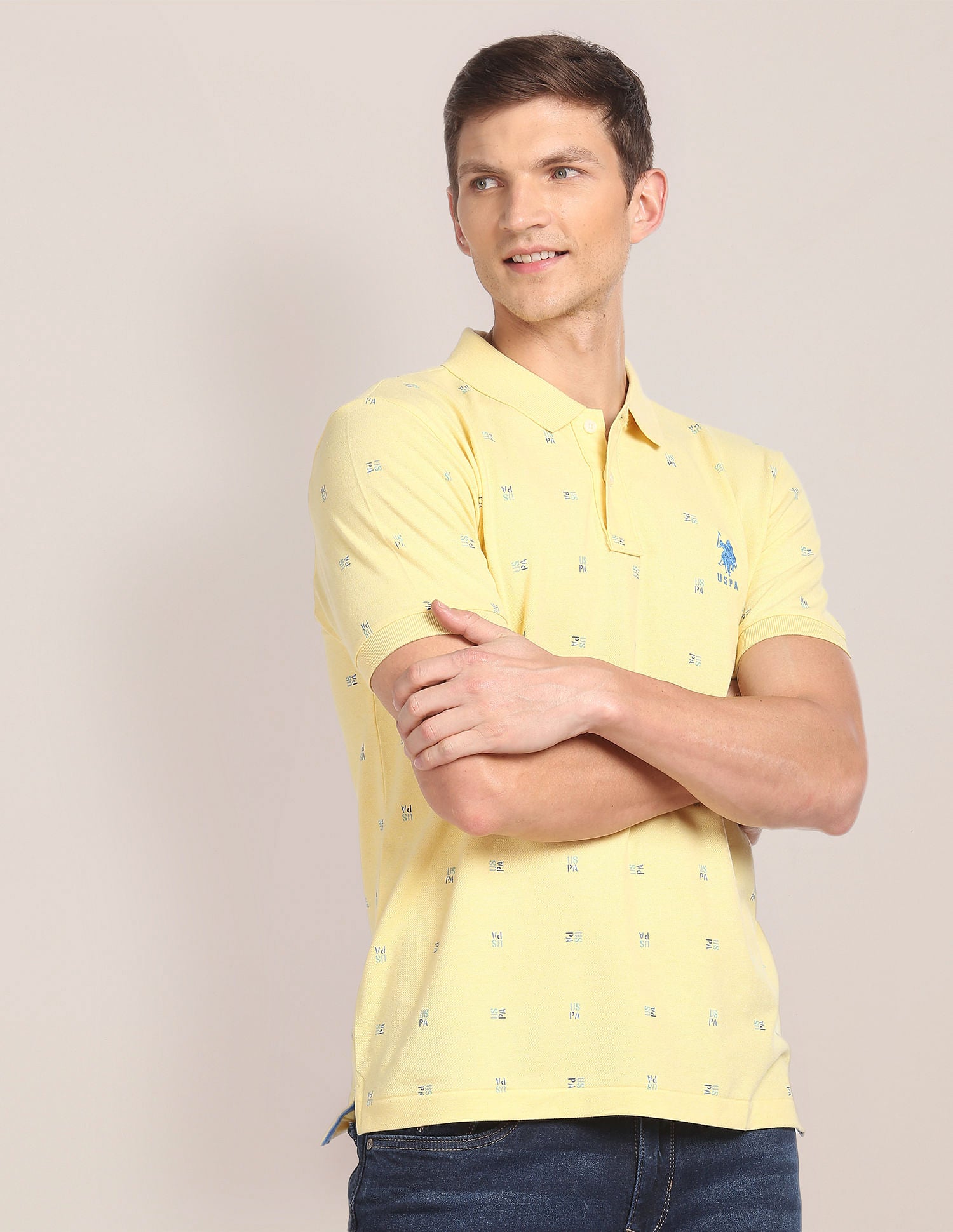 Brand Print Logo Polo Shirt Yellow - U.S. Polo Assn. India | Large