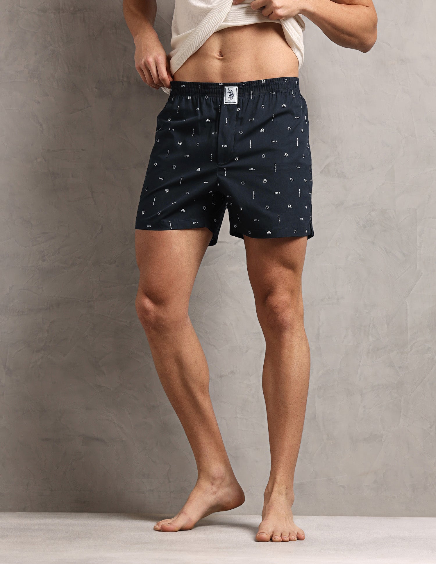 Pure Cotton Printed I657-PR Boxers - Pack Of 1 Navy Elements - U.S. Polo Assn. India | Large