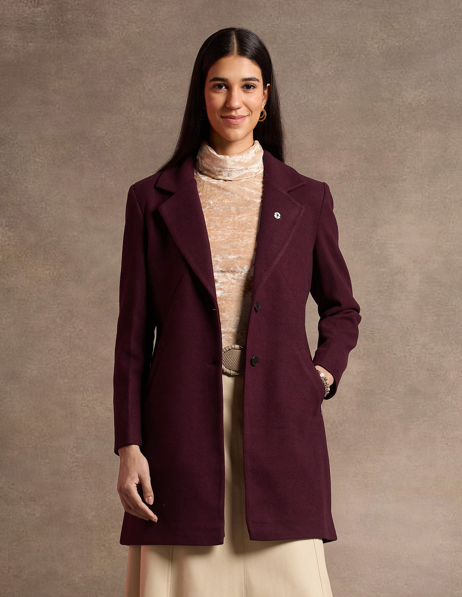 Longline Solid Felt Jacket