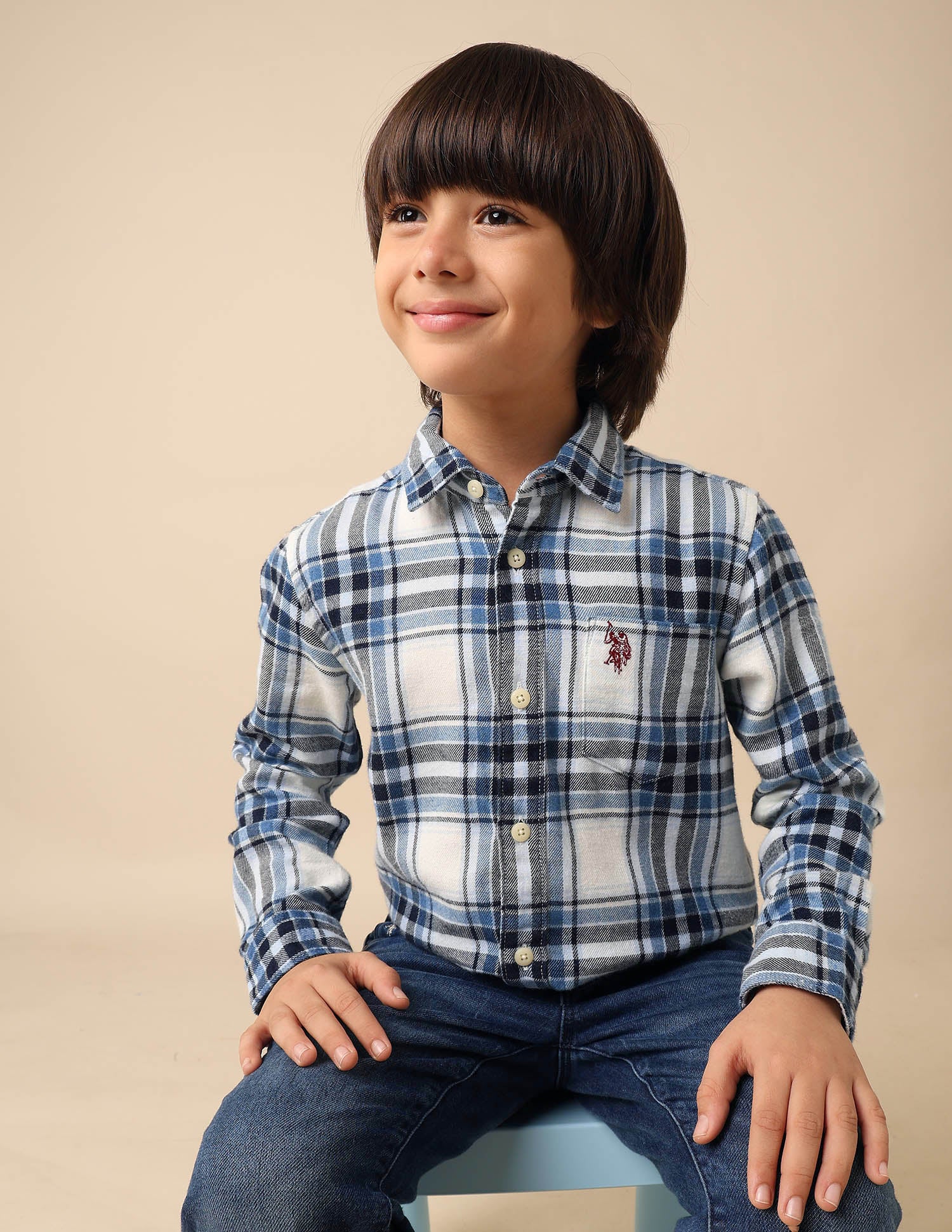 Boys Tartan Checked Twill Shirt