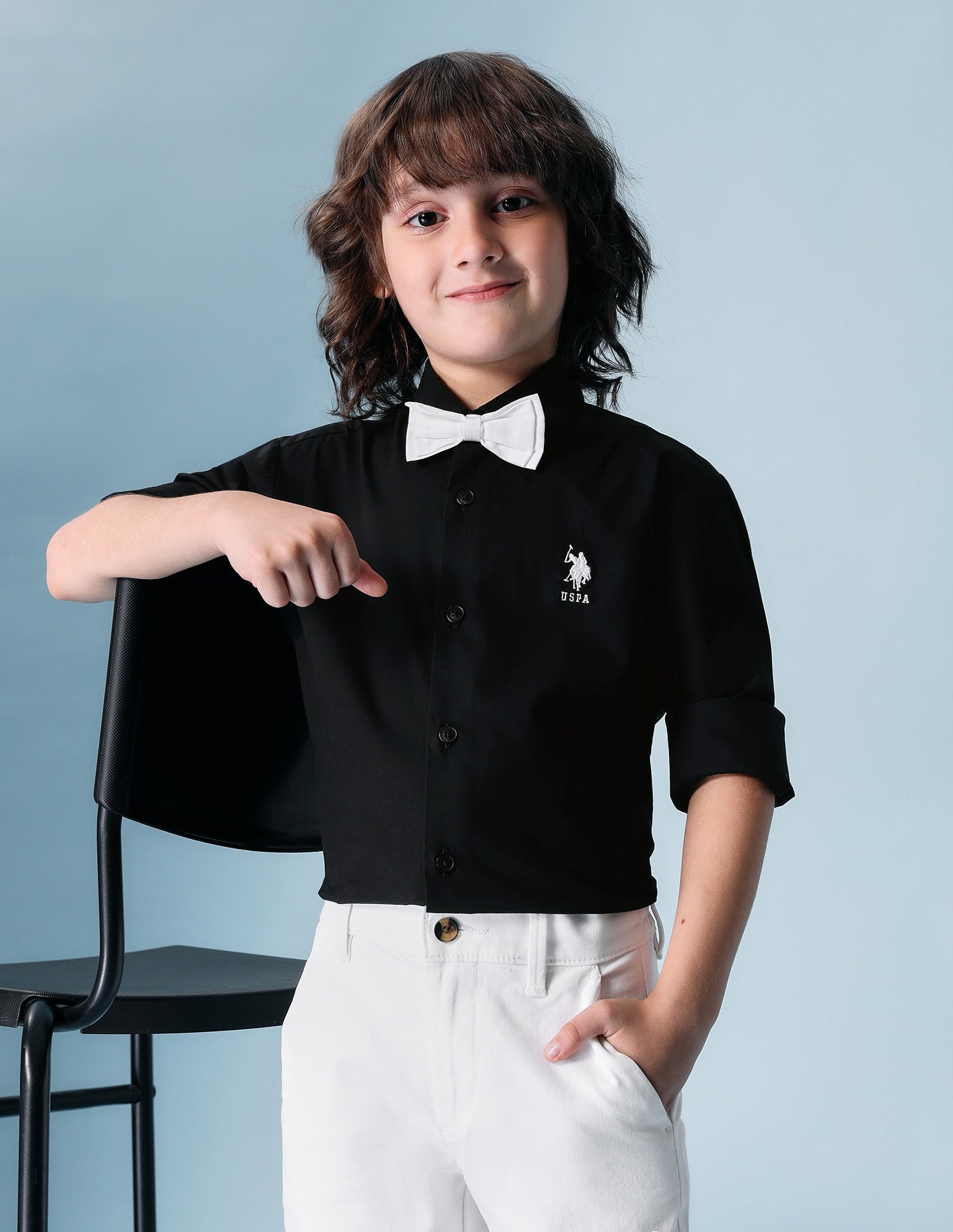 Boys Poplin Bow Tie Shirt