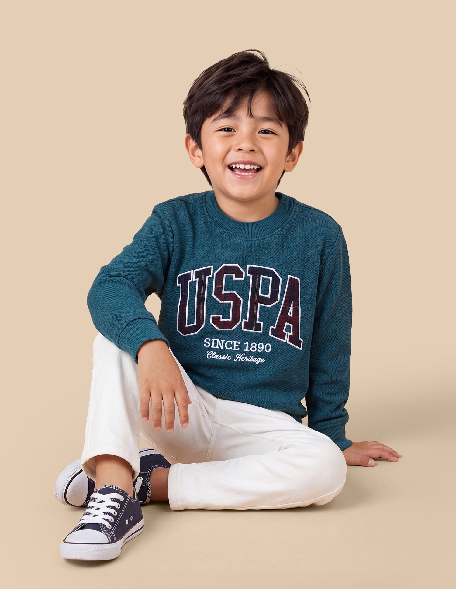 Brand Applique Regular Fit Sweatshirt Teal - U.S. Polo Assn. India | Large