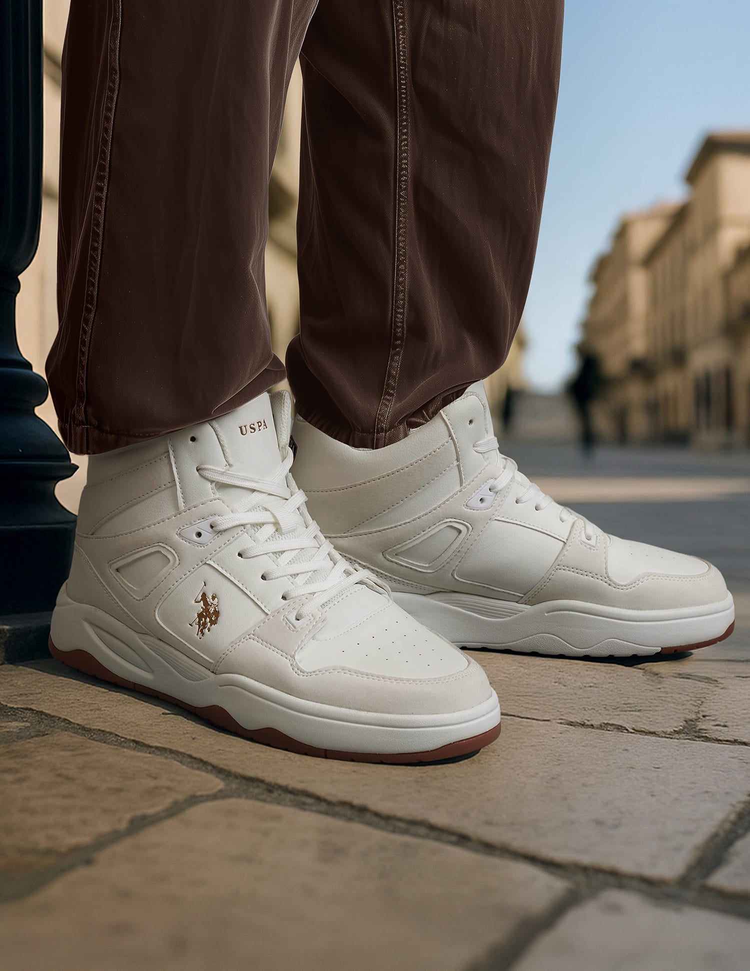 Men Bruce Mid Top Sneakers Off White - U.S. Polo Assn. India | Large
