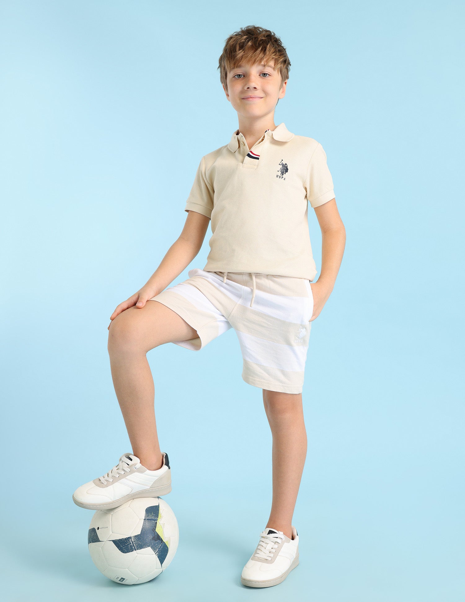 Boys Horizontal Striped Regular Fit Shorts