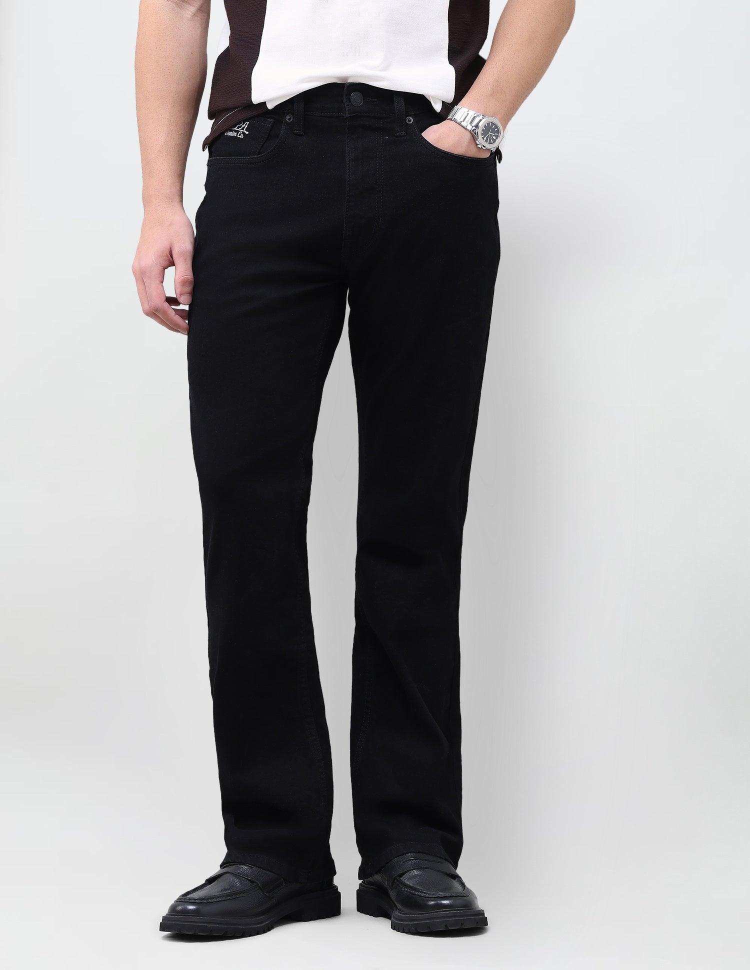 Solid Bootcut Fit Jeans Black - U.S. Polo Assn. India | Large